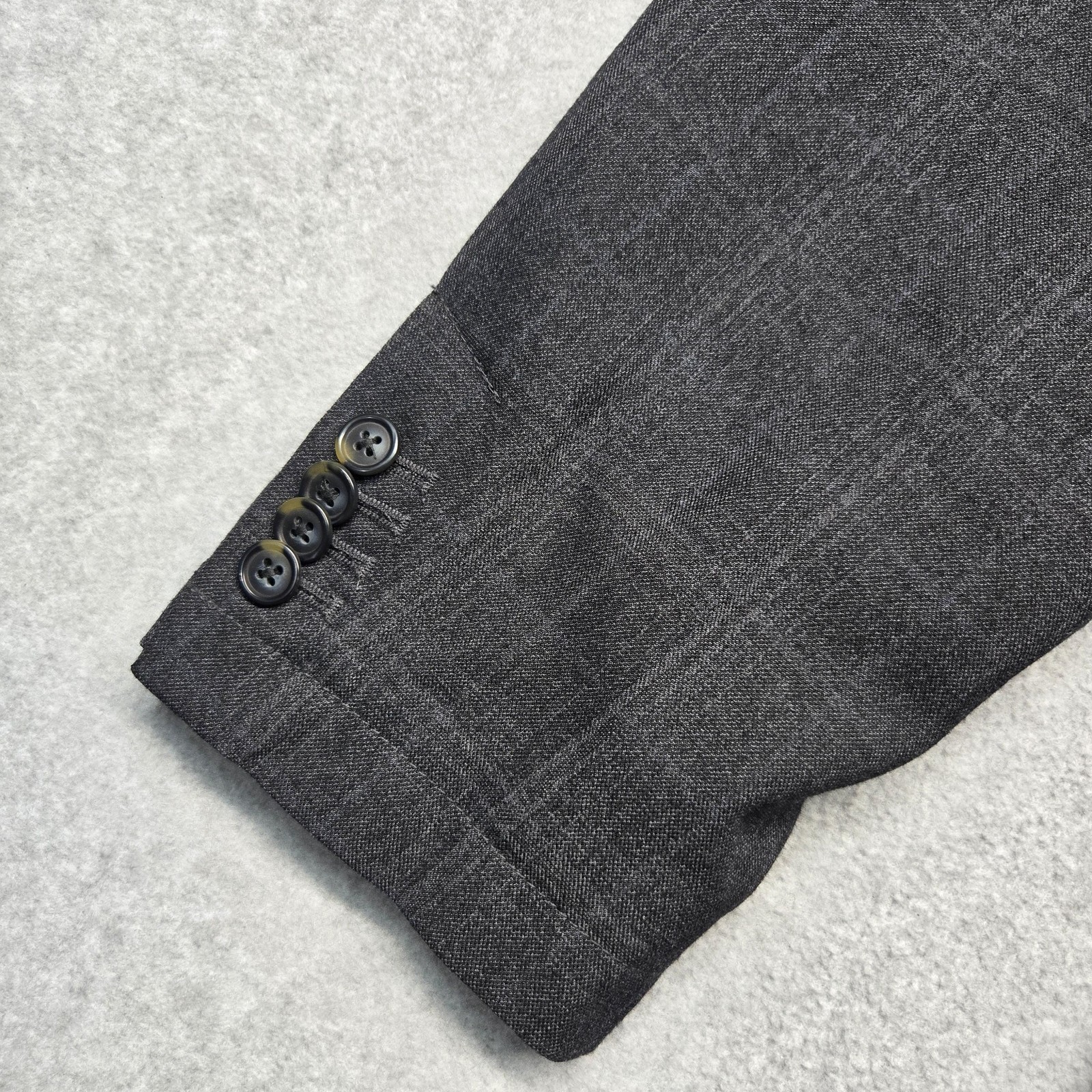 Cremieux Blazer Mens Large Dark Grey Check Plaid Off-Duty Jacket Wool Blend