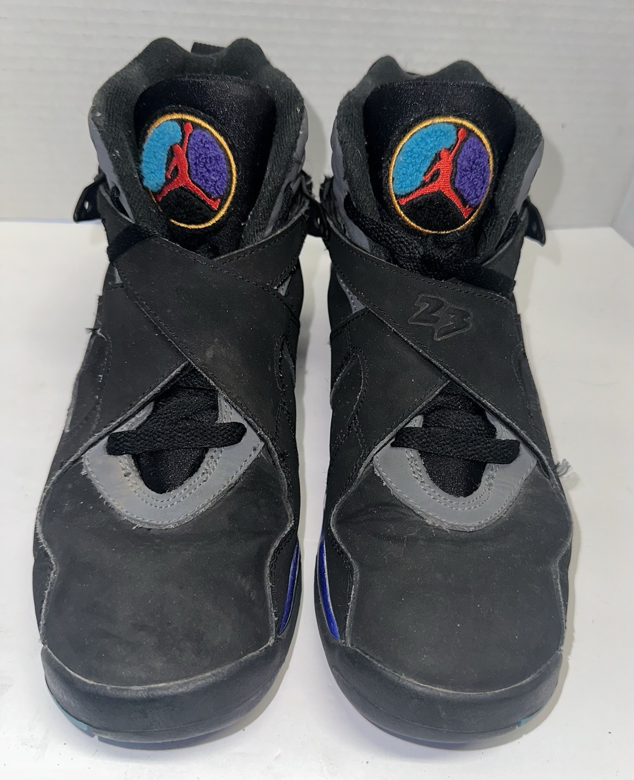 Air Jordan 8 Retro Aqua – Chrome Playoff Blue Black White – Size 7Y Men’s 6 EU40