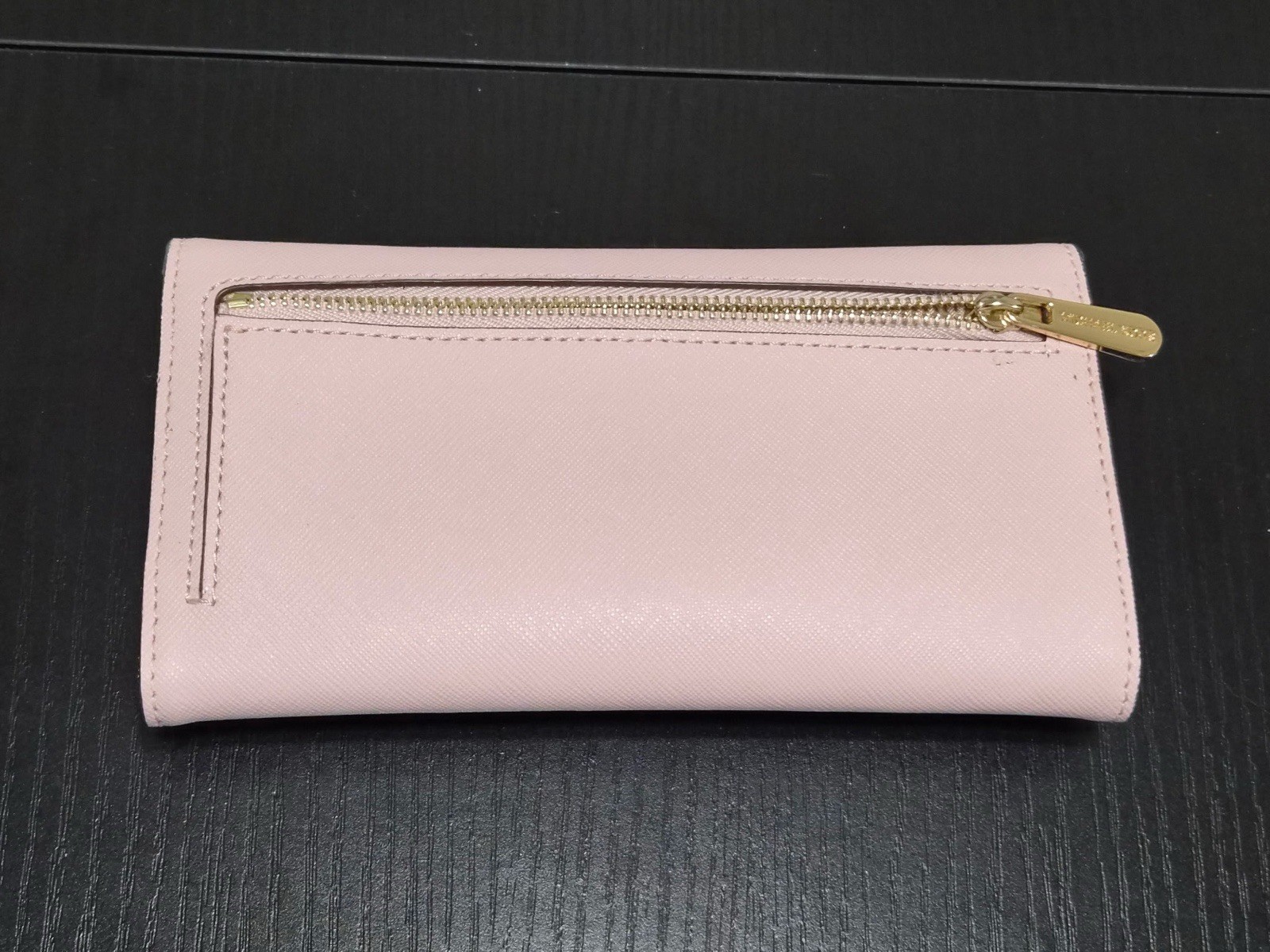 Michael Kors Pink Solid Logo Flap Wallet w/ Zip Coin Pocket Card Slots ID
