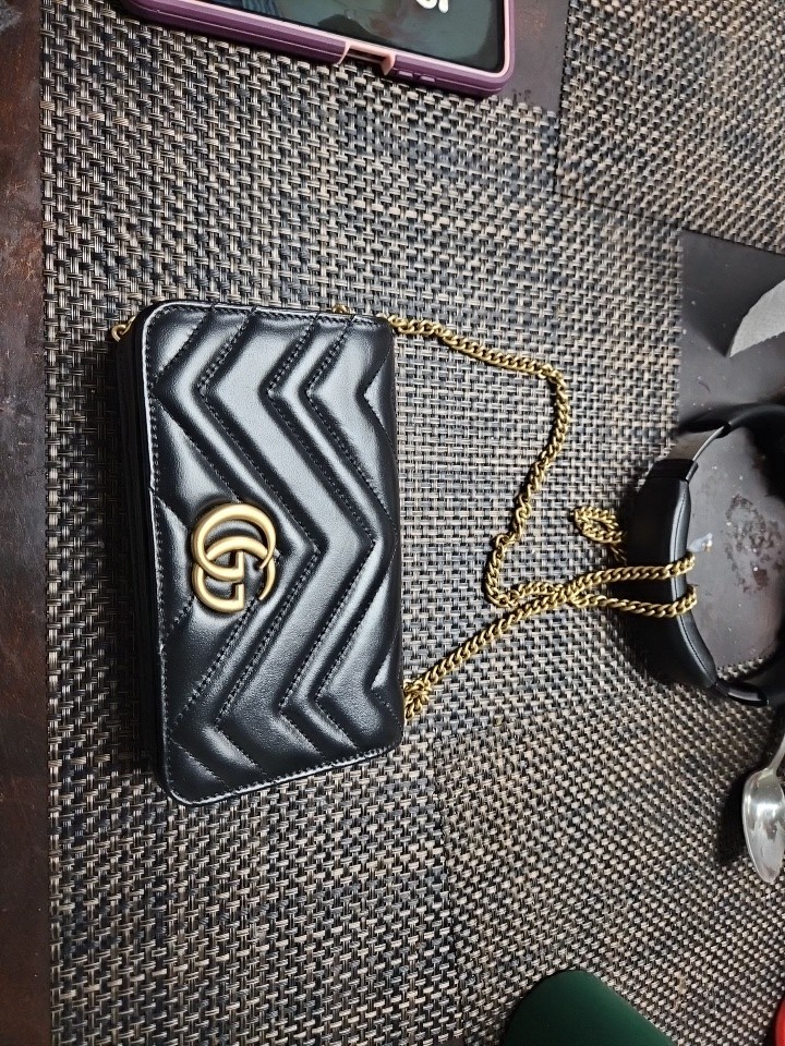 Gucci Marmont Black Leather Clutch