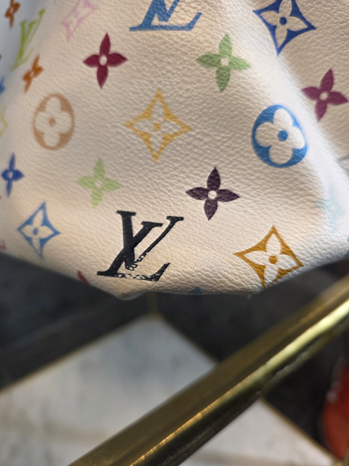Louis Vuitton Annie Tote GM White Canvas Leather Murakami Multicolor Monogram