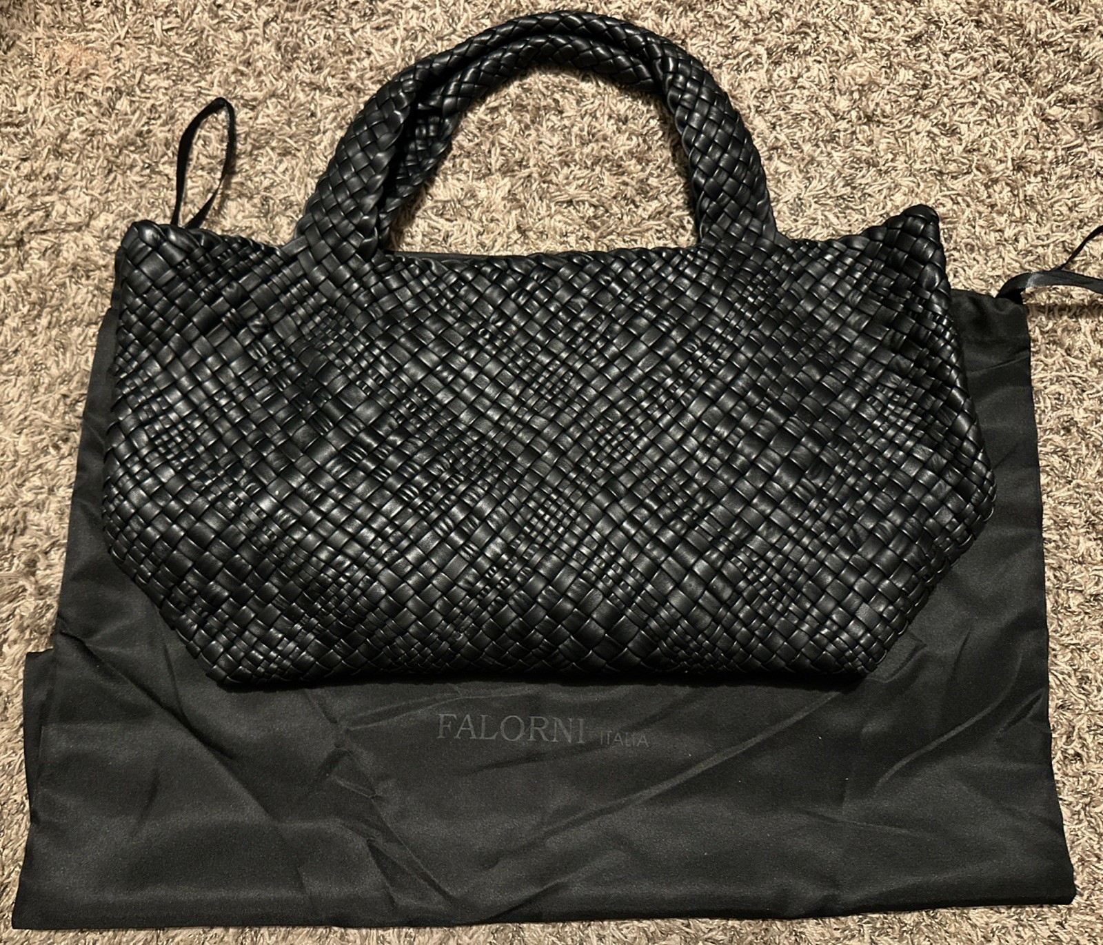 NwoT Falor Firenze Leather Hand Woven Large Tote Shoulder Bag Italy Luxury Purse