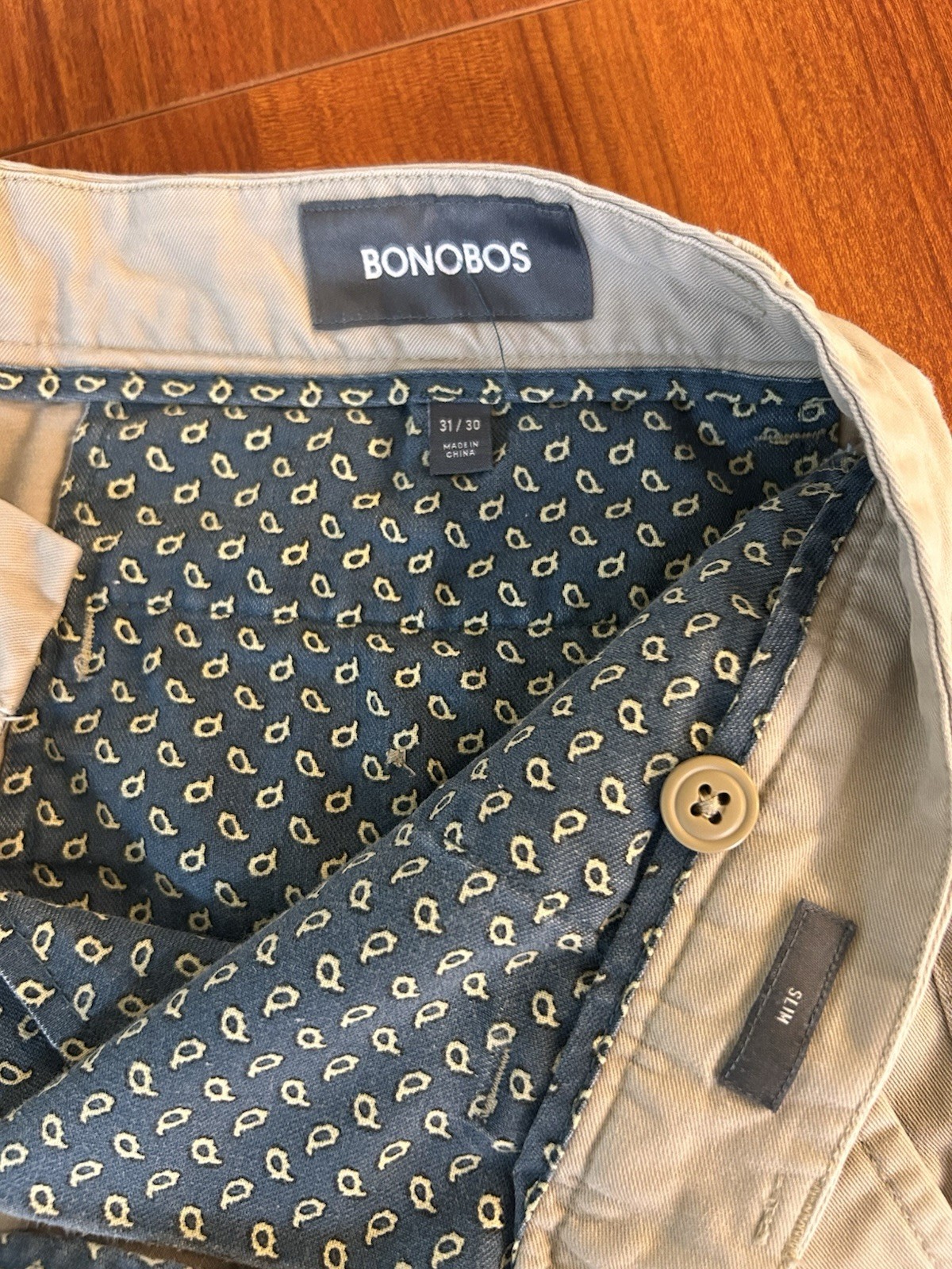 Bonobos Men’s Flat Front 31×30 Slim Khaki Chino Pants