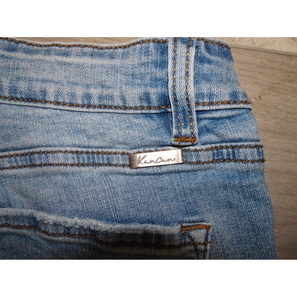 KanCan Women Blue Distressed Embellished Skinny Jeans Size 3