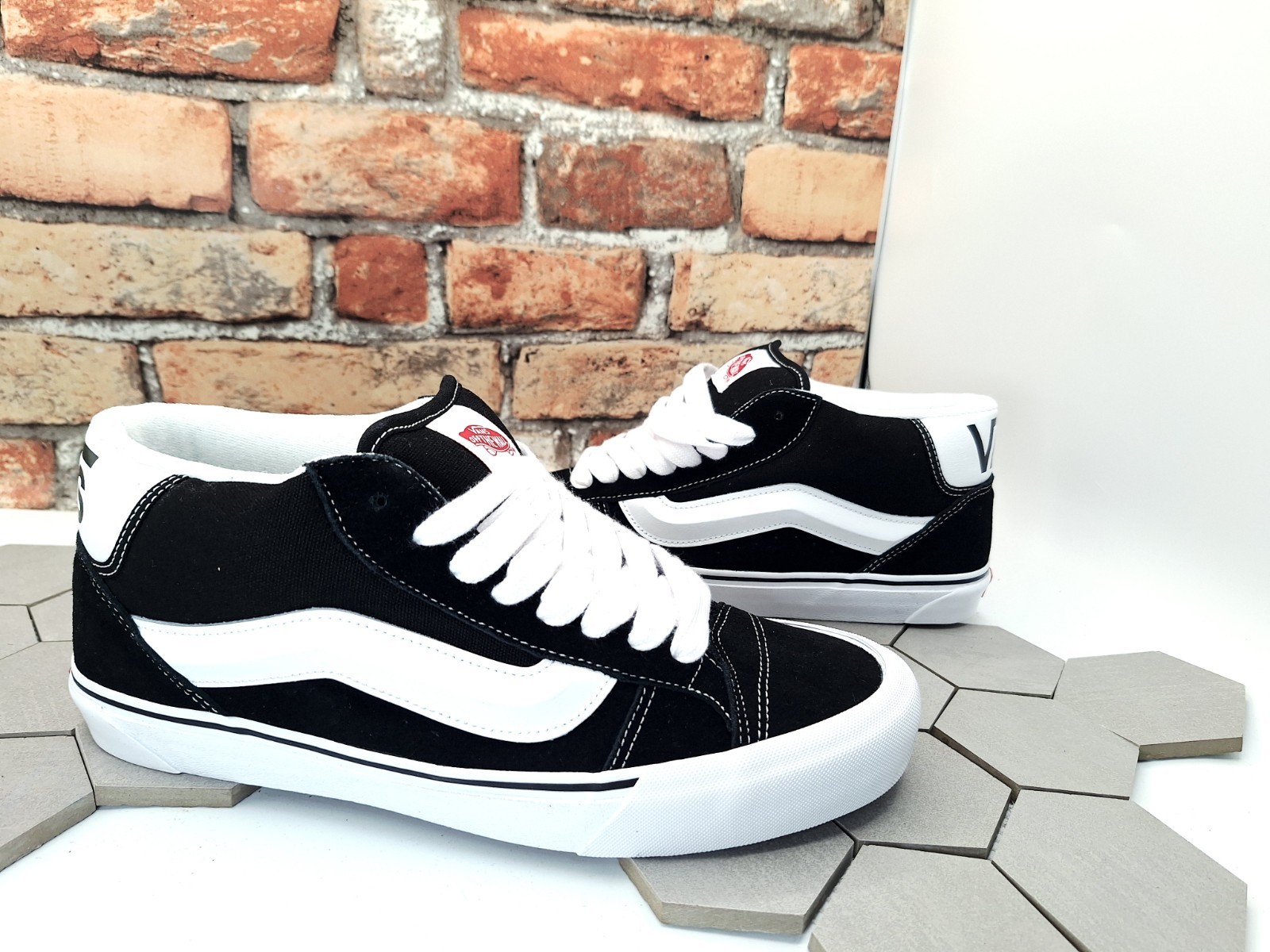 Vans Knu Mid Black White Suede Retro Chunky Mid Men Sz 13 New Sneaker Classic