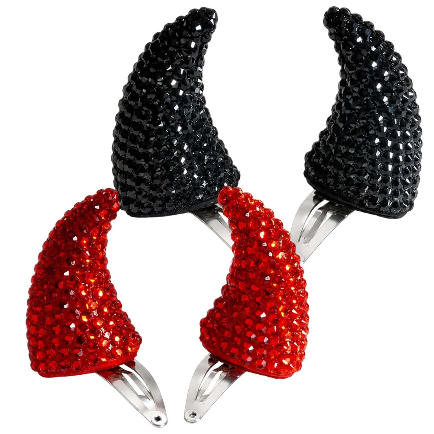 Devil Horn Hair Clips 4 Pcs Black Red Devil Horns Hair Clip Halloween Hair Acces