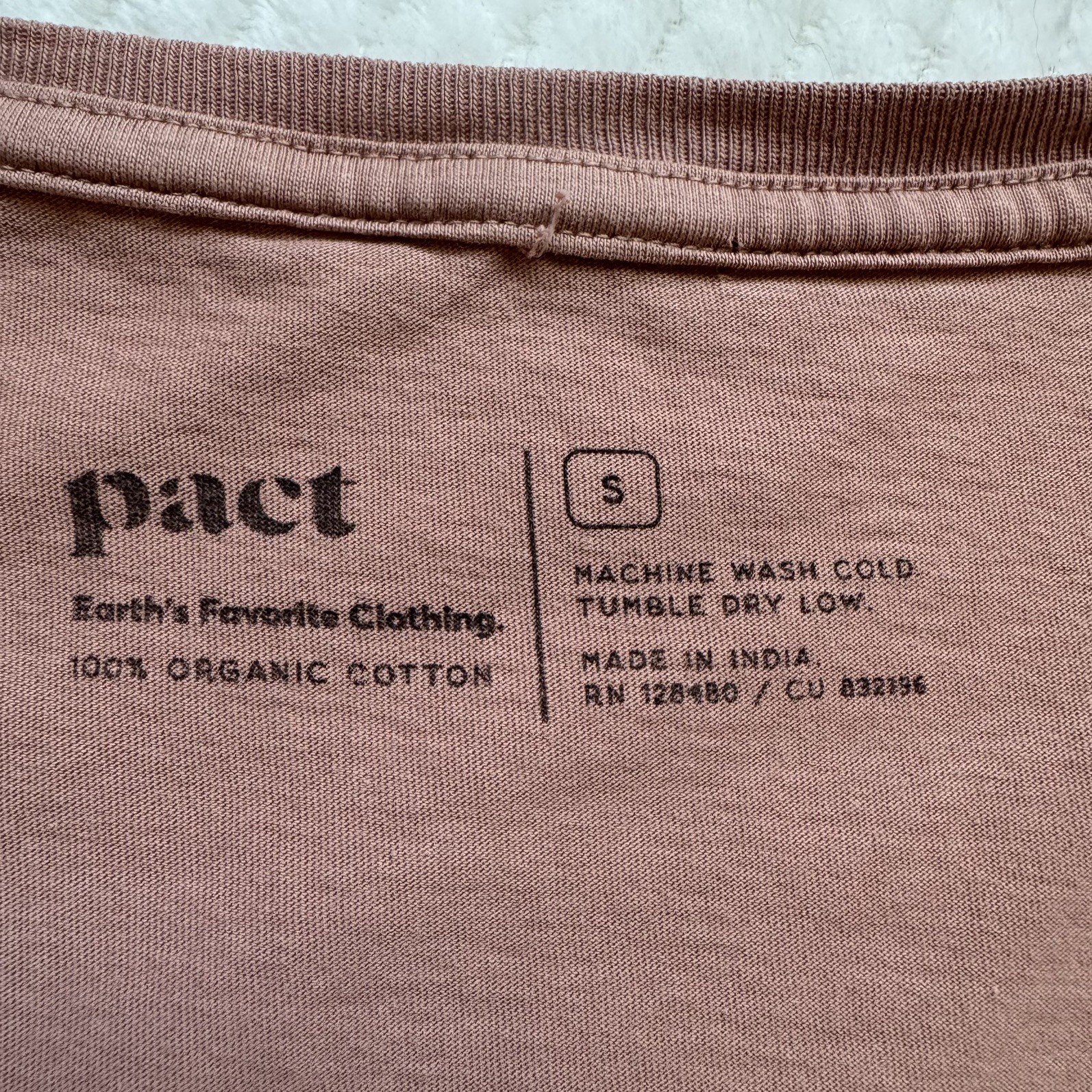 PACT Organic Cotton V Neck T Shirt S Mauve Pink Minimalist Capsule Wardrobe