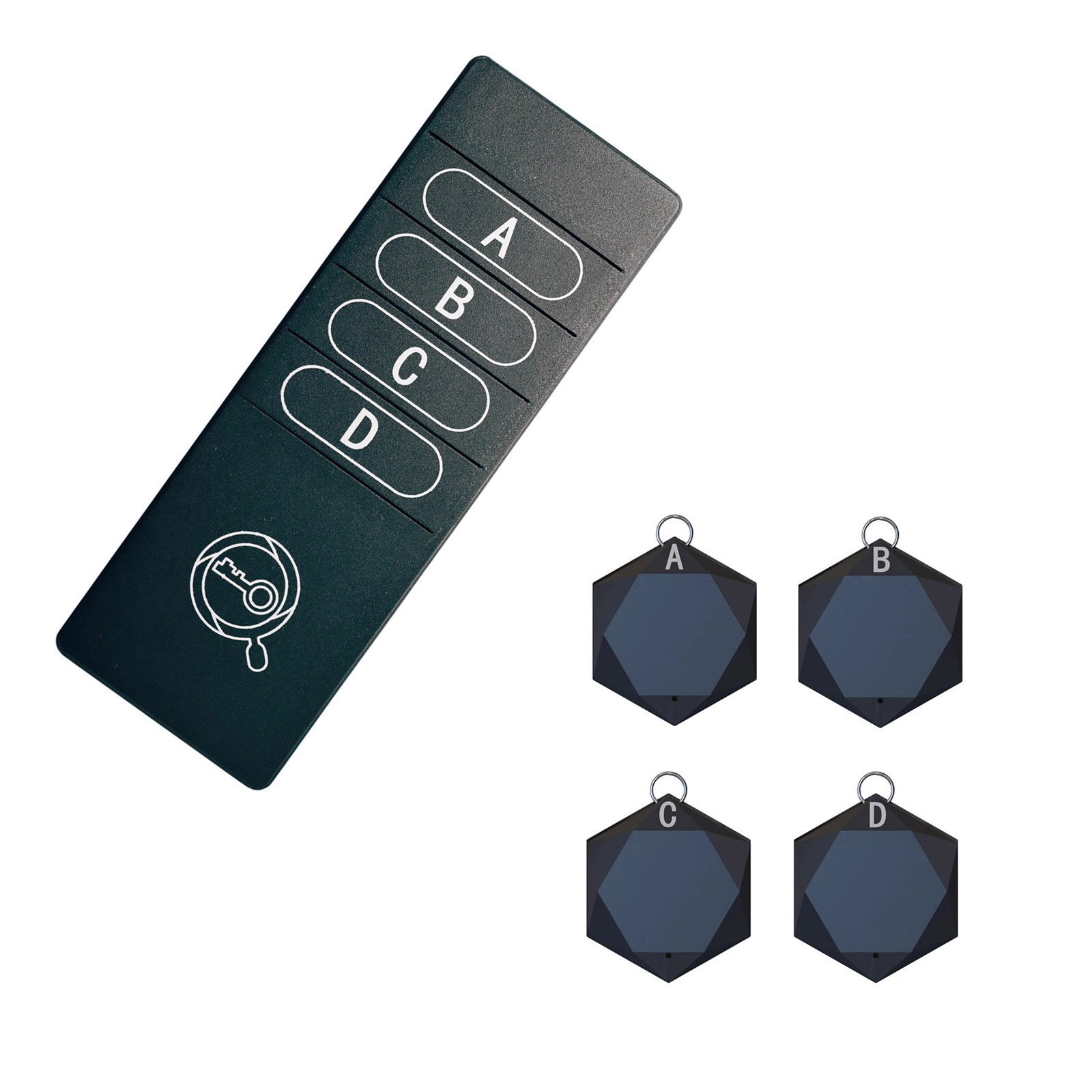 1 Set 4-in-1 Wireless 75-80db Alarm Key Finder Anti Lost Wallet Tag Tracker Kit