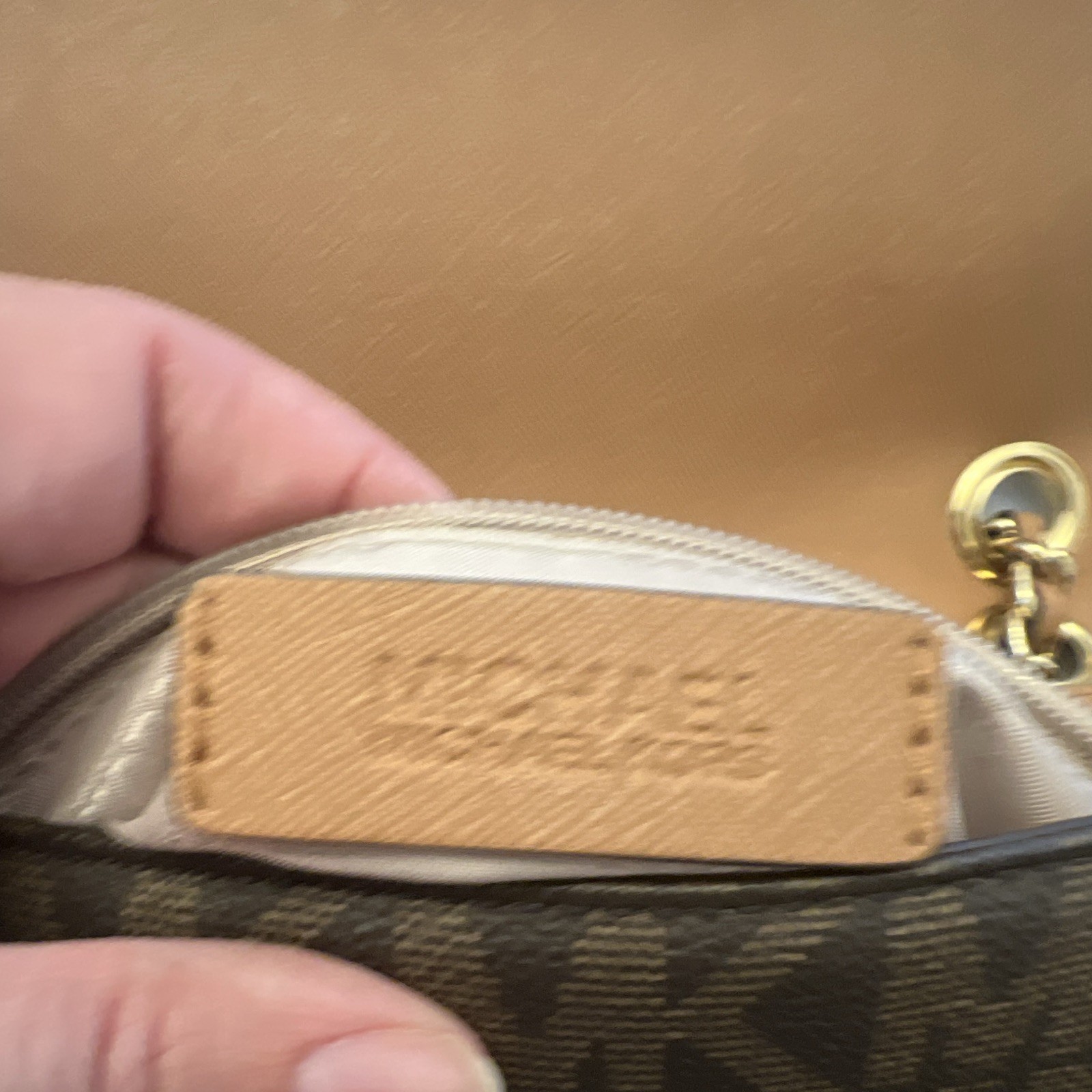 Michael Kors MK Logo Brown Chain Strap Convertible Crossbody Flap, Push Lock