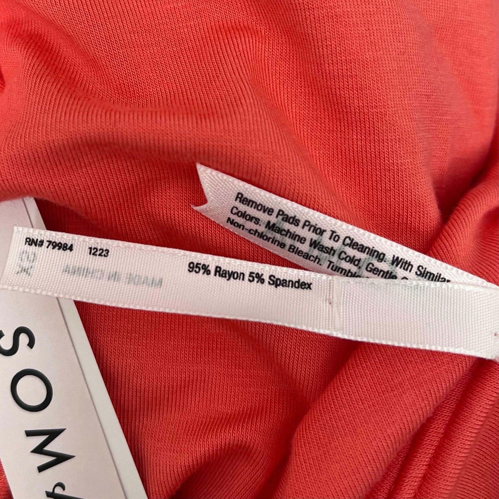 SOMA Womens Soft Jersey Caftan Padded Short Bra Dress Size XS Vivid Coral