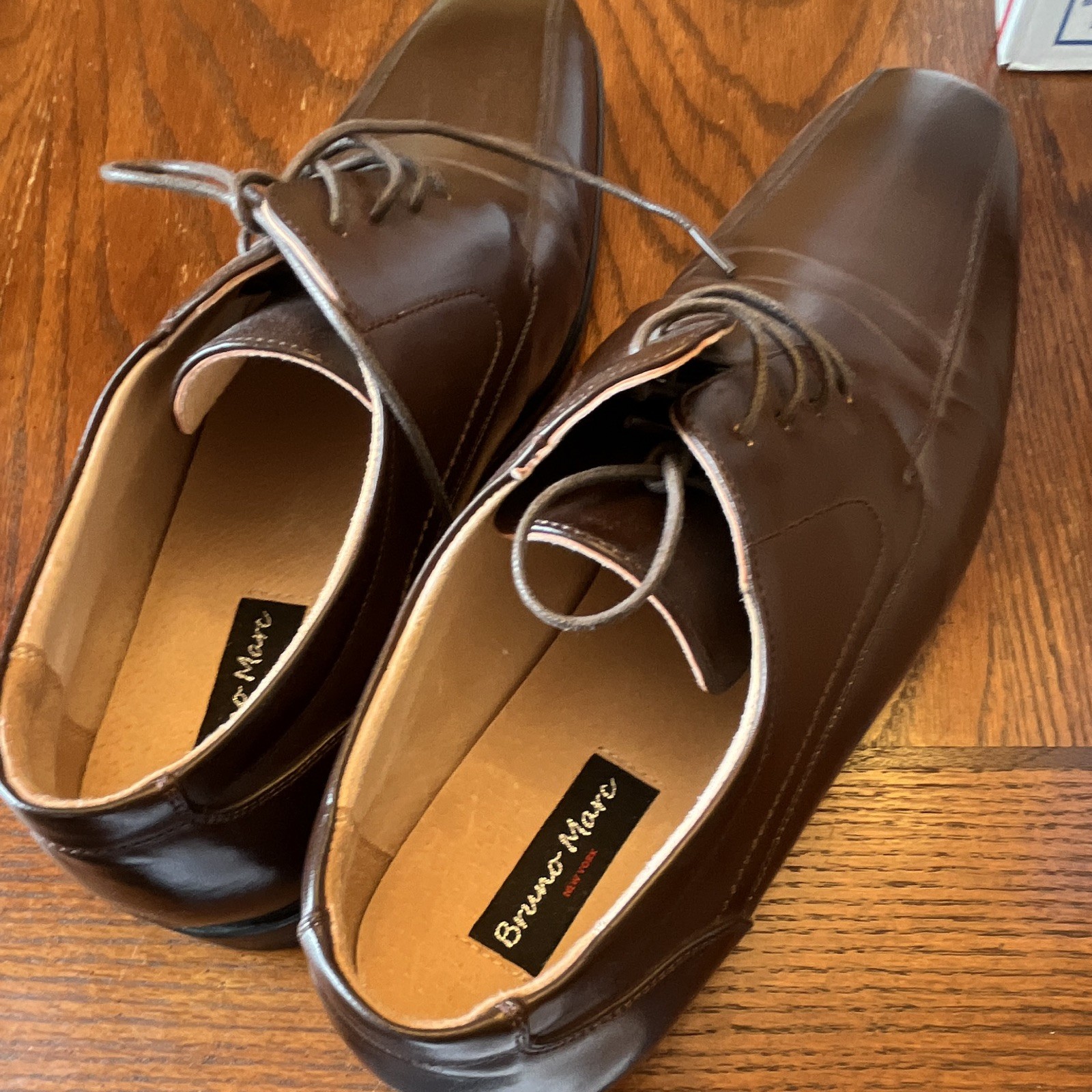 Bruno Marc Men’s Brown Faux Leather Derby Dress Shoes Square Toe Lace Up 13 M