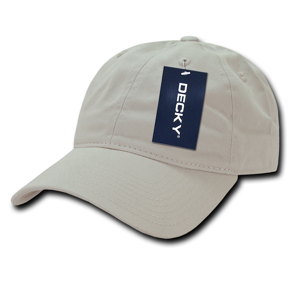 Stone Khaki Plain Solid Washed Cotton Polo Style Baseball Low Crown Ball Cap Hat