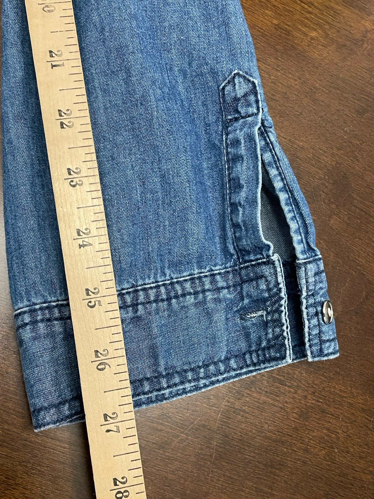 Chico’s- Sz. XL-3 Western Denim Button-Up Shirt Bling Beaded Beaded Collar