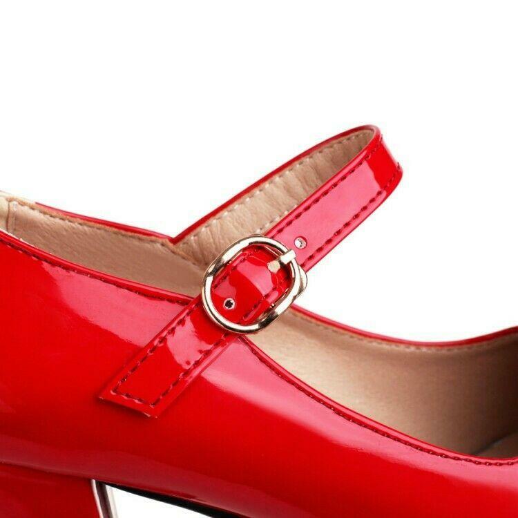 Womens Bowknot Platform Mary Janes Shoes Lolita Pumps Block Heels Fashion Shoes