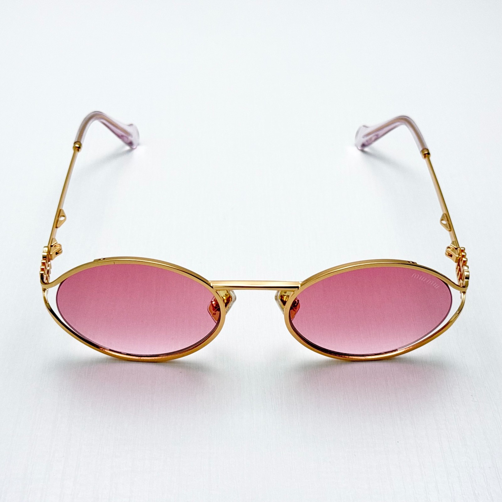 Miu Miu SMU 52YS Gold Pink Shaded Round Sunglasses Women 55-20-130