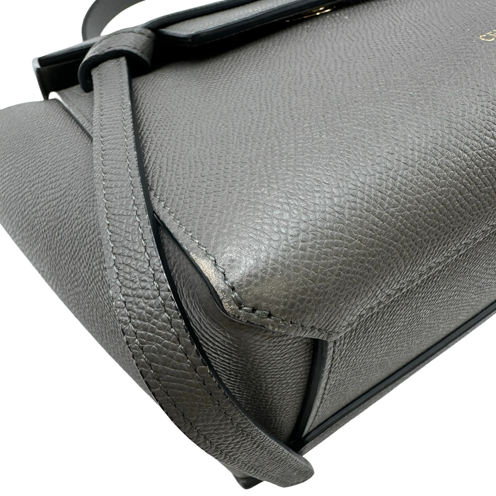 CELINE Belt Bag Nano Gray Leather Shoulder Bag 189003 #OKB9044