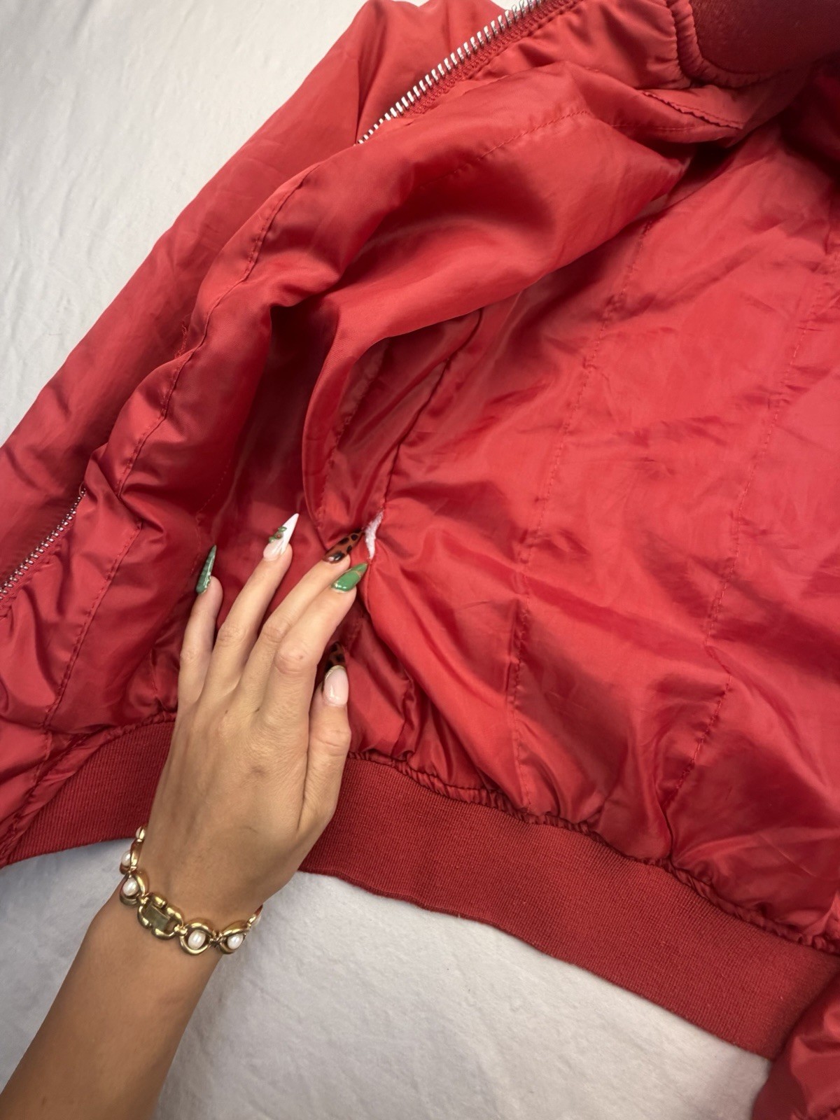 Unbranded Red Bomber Jacket Kids Minimalist Streetwear Zip Black Striped