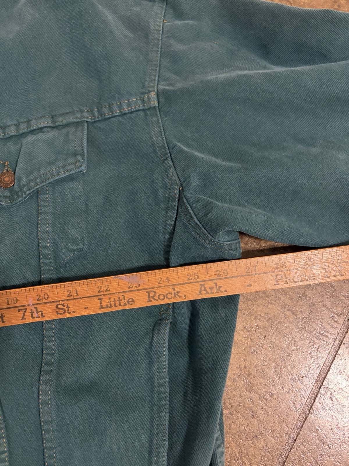 Vintage Levi’s Type 3 Green Denim Trucker Jacket Size XL USA Made 90s 70598 4347