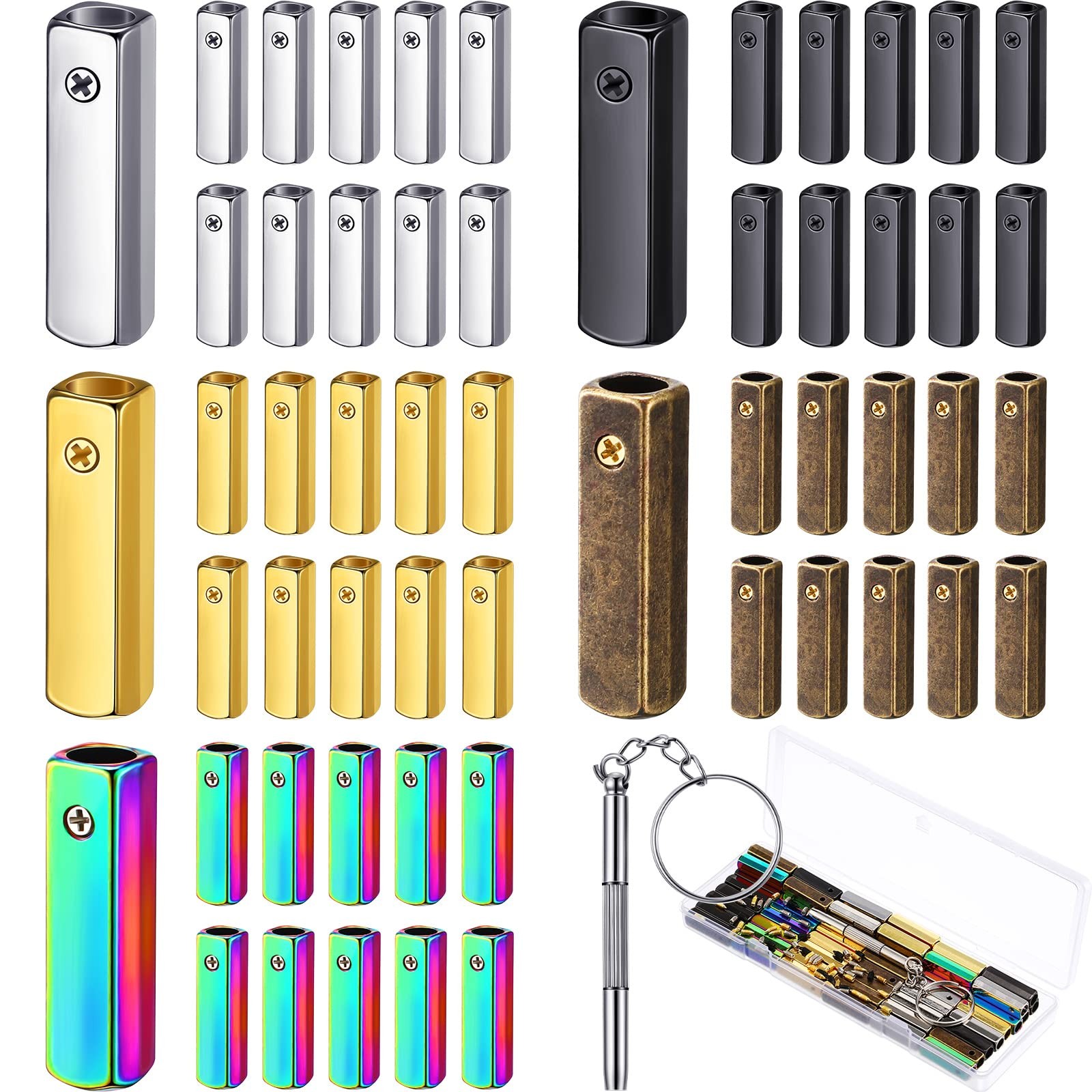 Moxweyeni 60 Pieces Metal Aglets 0.98 x 0.17 inch, As Shown in the Picture