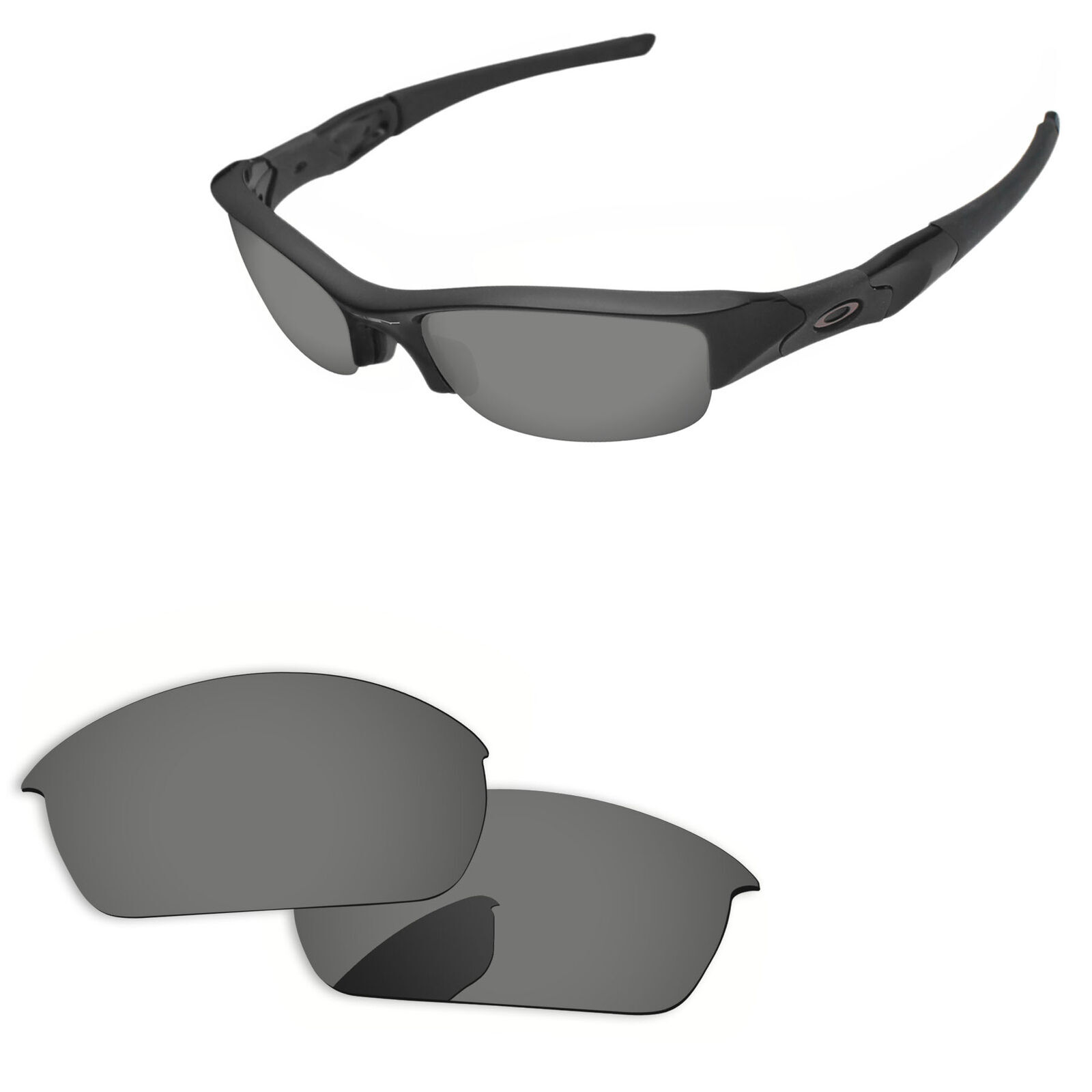Lenslog Black Iridium Polarized Replacement Lenses for-Oakley Flak Jacket