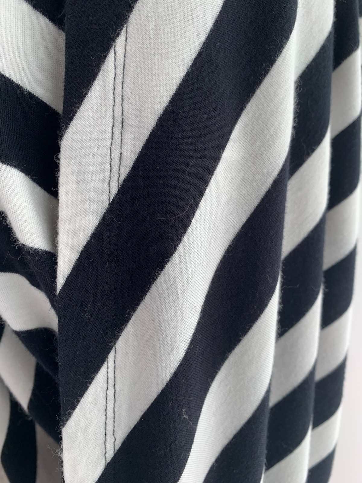Black White Striped Optical Illusion Maxi Dress Short Sleeve Fit & Flare Size L