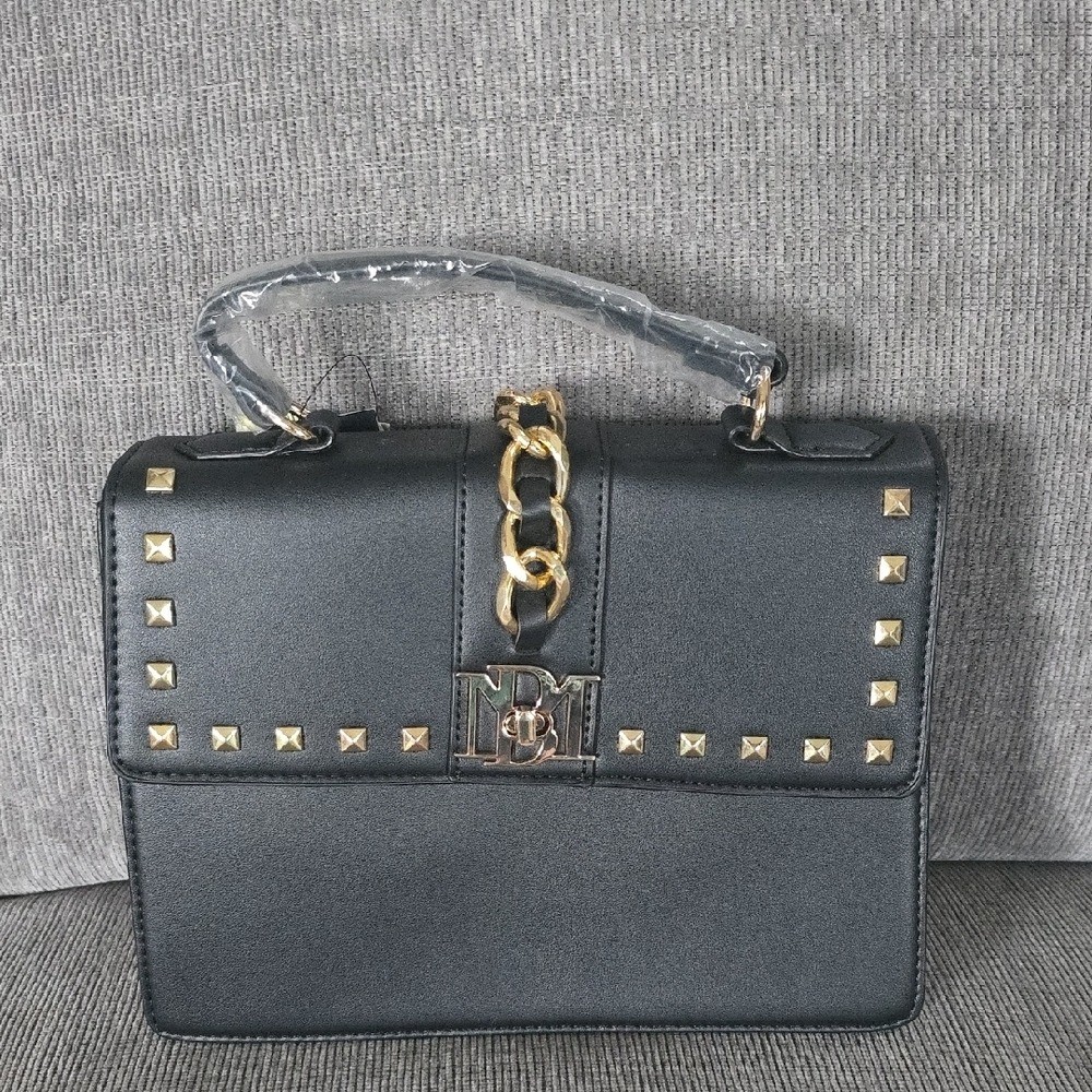 Badgley Mischka Black Crossbody Bag with Gold Accents, NWT.