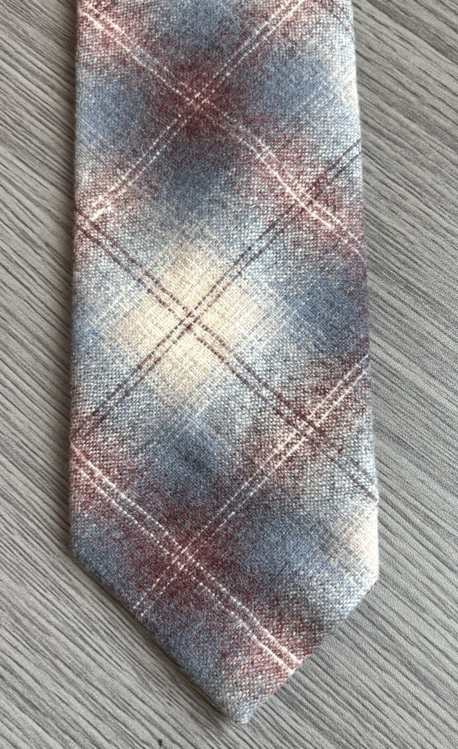 Pendleton Neck Tie Virgin Wool Plaid Checks 55in x 3-1/8in Blue Maroon Beige