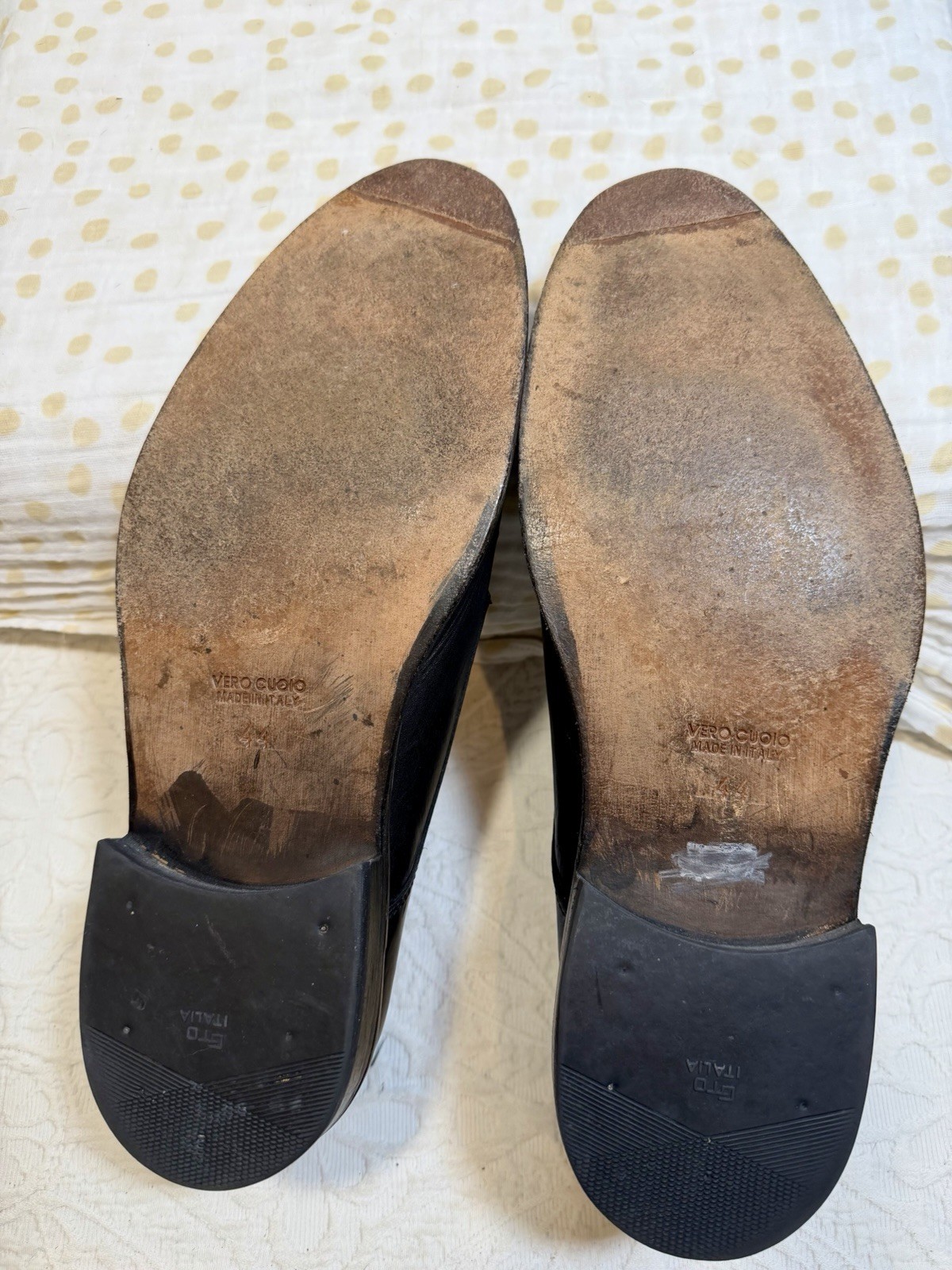 Men’s Soft Feel Black Leather Dress Shoes EU 44 (approx. US 11) Made In Italy.