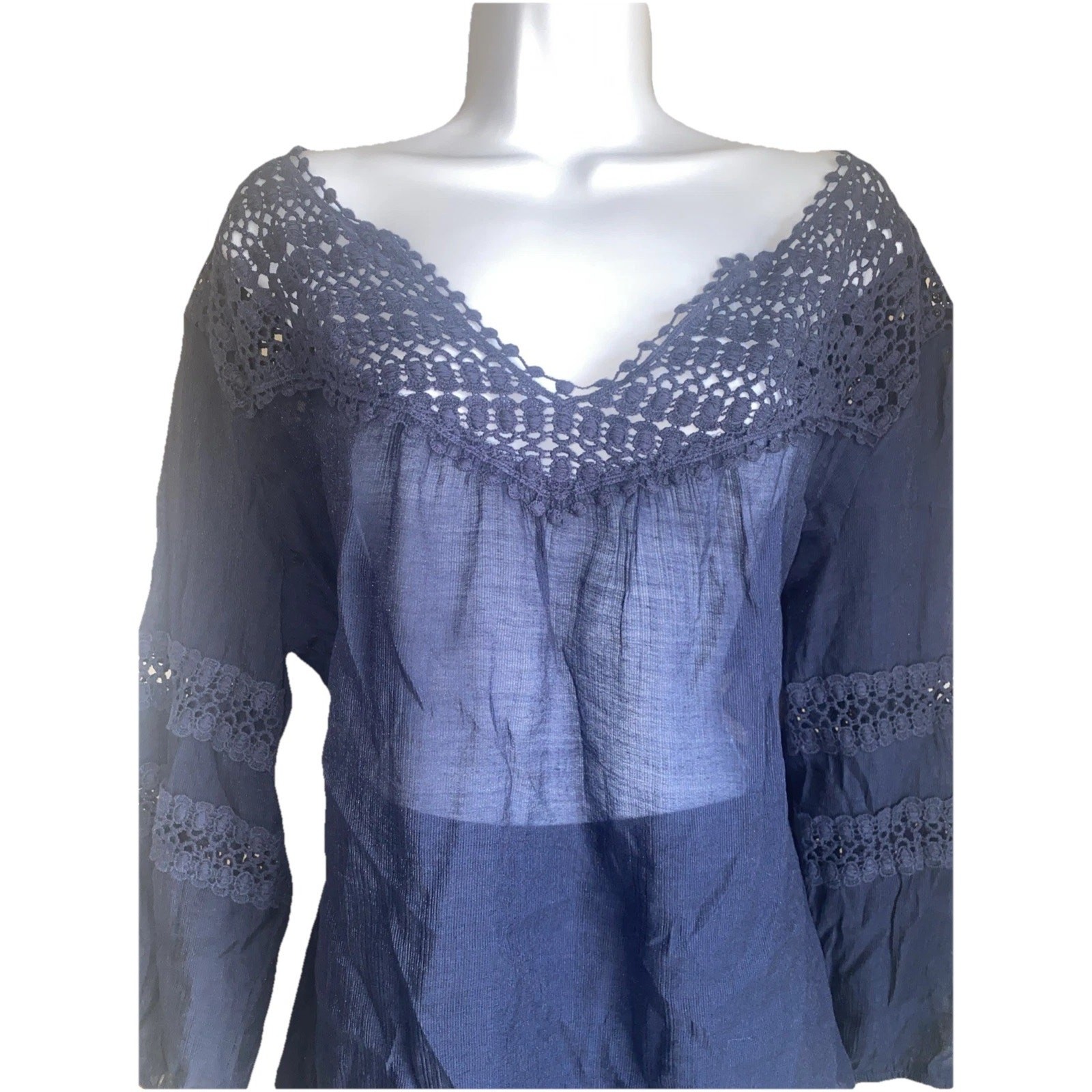 Maurice’s Plus XXL Boho Sheer Crochet Lace Tunic Blouse Cottagecore Whimsigoth