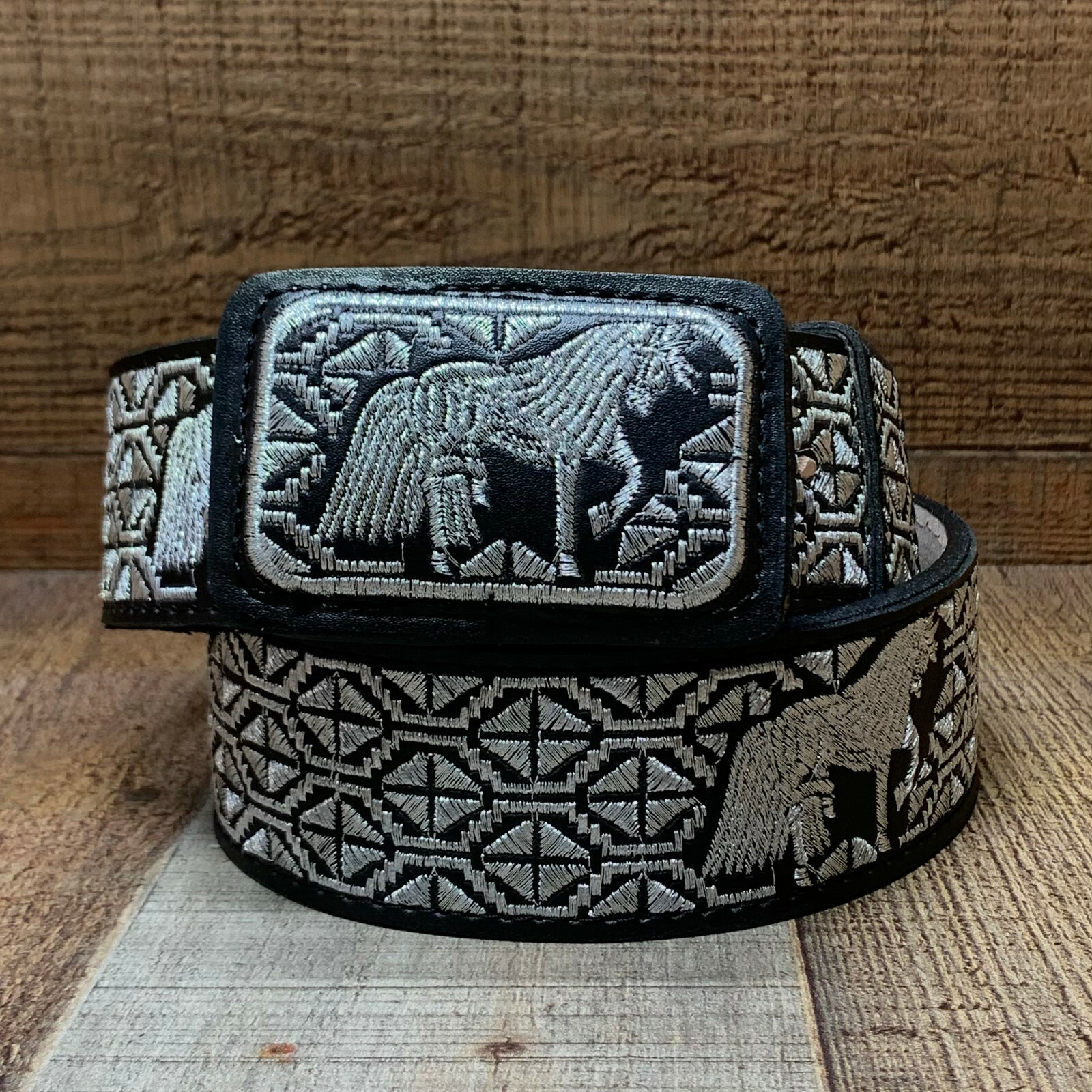 Men’s Platinum Threaded Leather Belt Various Cinto de Hombre Hilo de Plata Piel