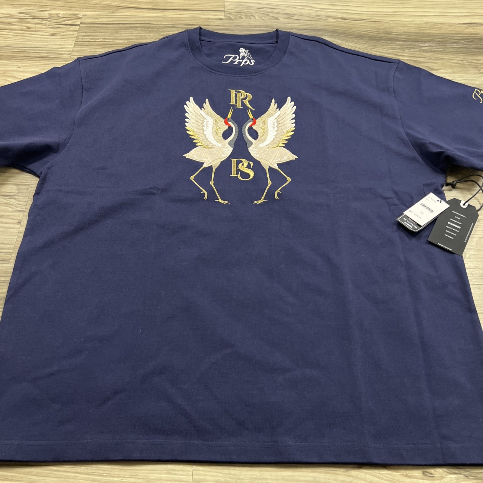 PRPS Fully embroidered Crane Design T-SHIRT 100% Cotton Men’s 3XL $108