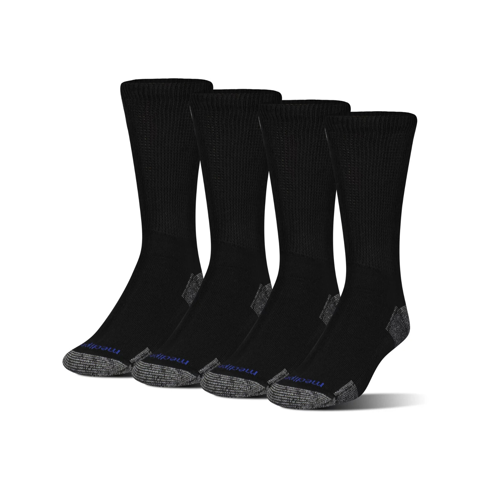 MediPeds Diabetic NanoGlide Crew Casual Socks, X-Large, 4 Pairs
