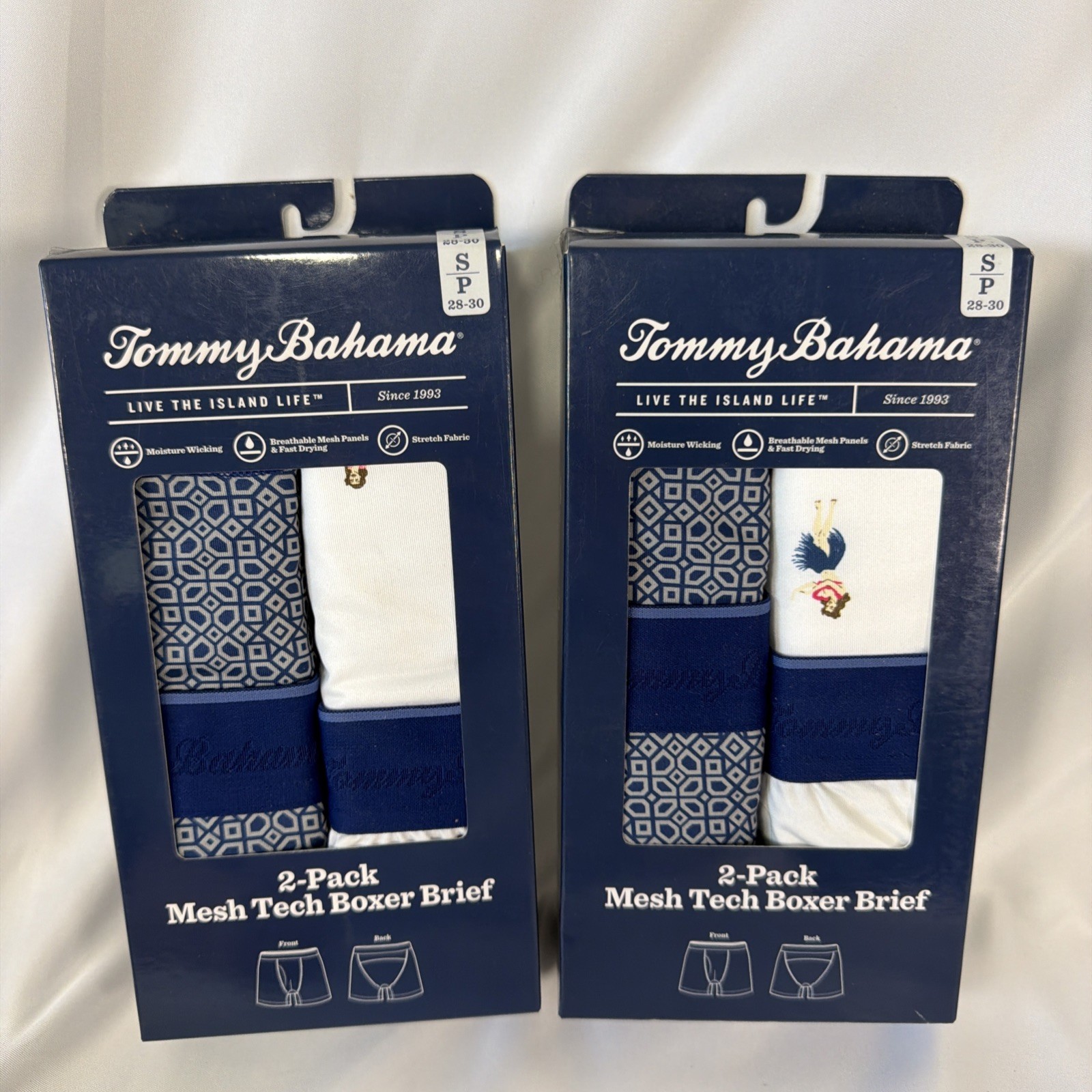 Tommy Bahama Men’s S Island Life 4 pack Mesh Tech Boxer Briefs NIB Hula Girl