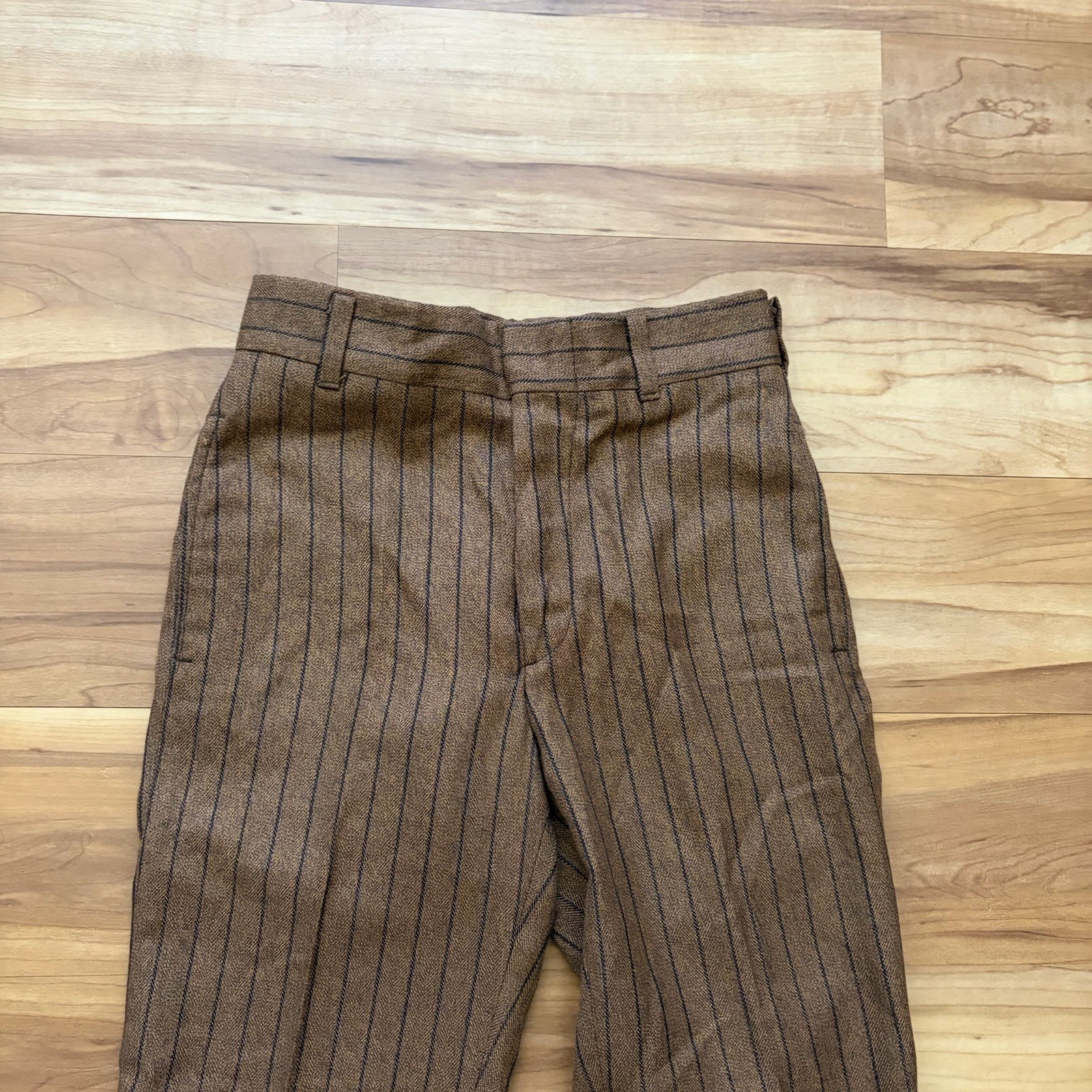 Wright Ever Pressed Pants Slacks Striped Brown Boys Size 8 1960s Retro