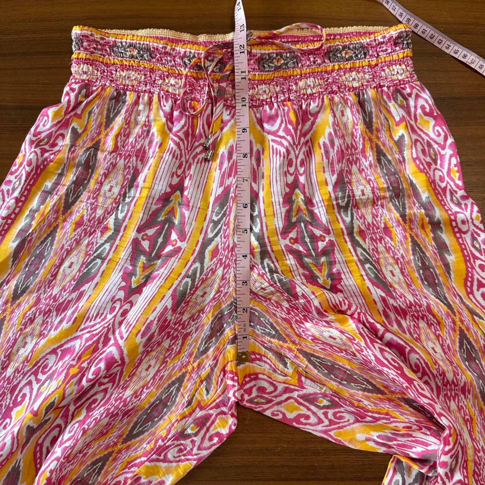 Hale Bob Wide Leg Silk Blend Palazzo Pants Small Paisley Ikat Resort Boho Beach
