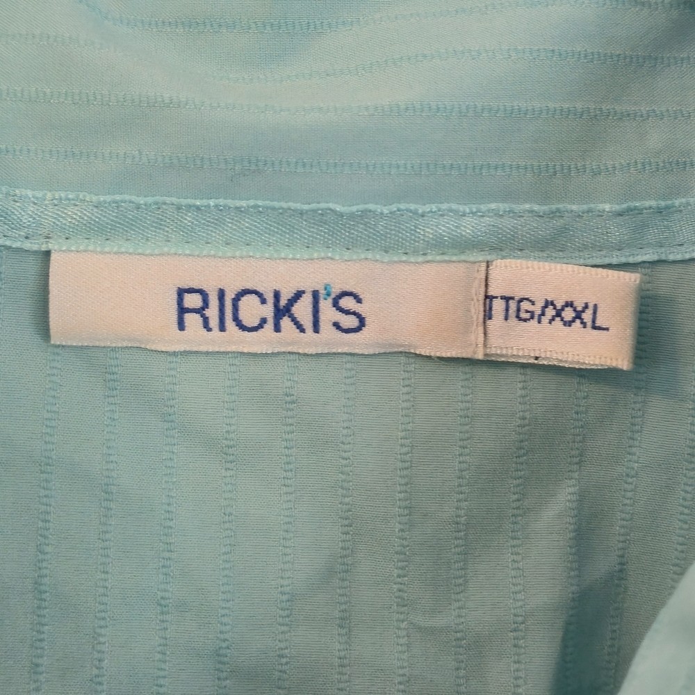 Ricki’s Blue Button Front Textured Blouse XXL Business Casual Office Chic