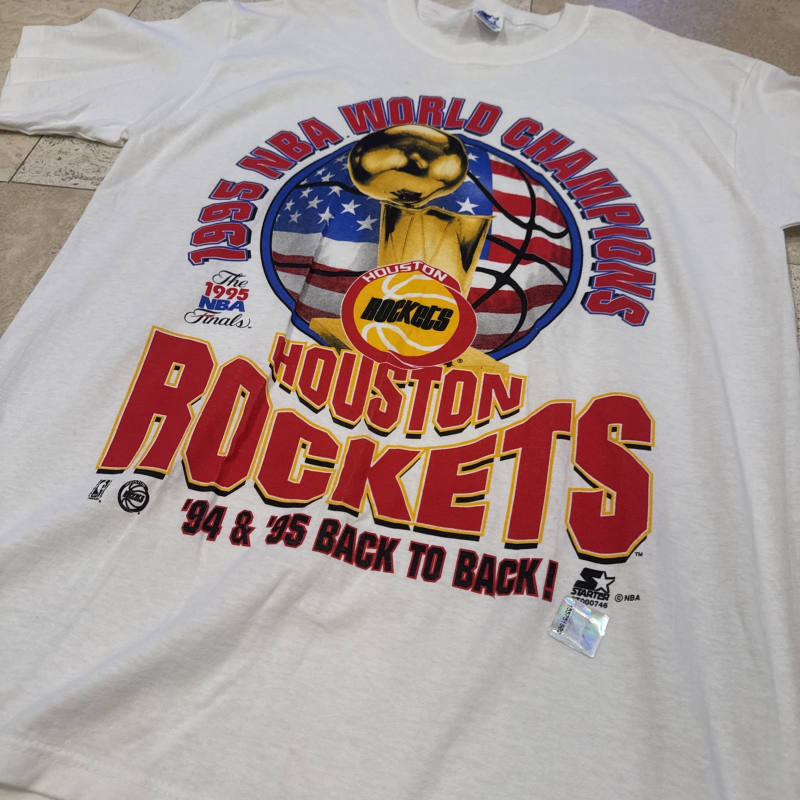 VTG Starter NBA 1995 Houston Rockets ‘94-95 Back To Back W/NBA STICKER Size M