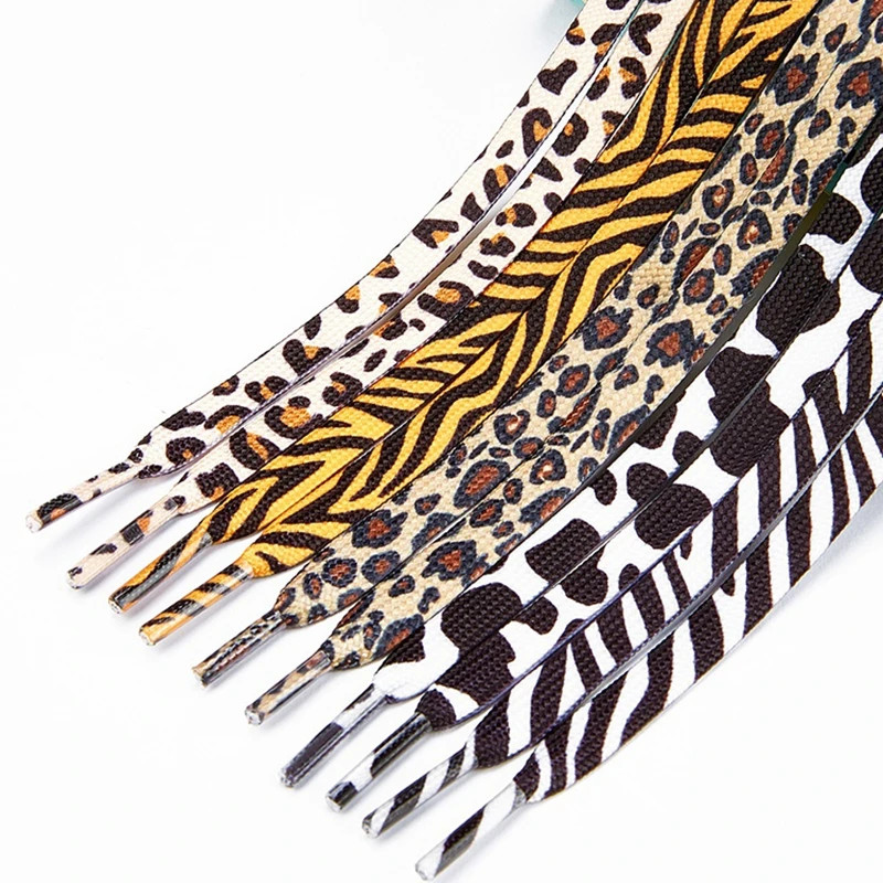 Classic Flat Shoelaces for Sneakers Print Animal Leopard Zebra Snake Shoe Laces