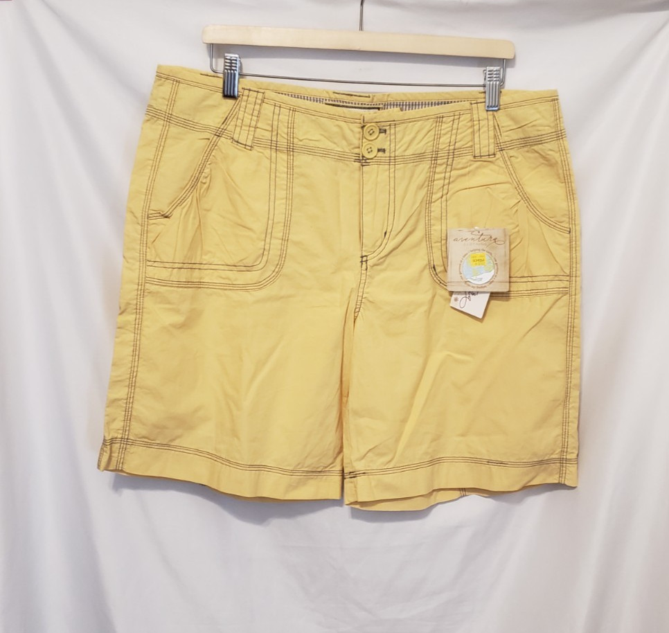 Aventura Addison Shorts Women 14 Sahara Sun Yellow 100% Organic Cotton