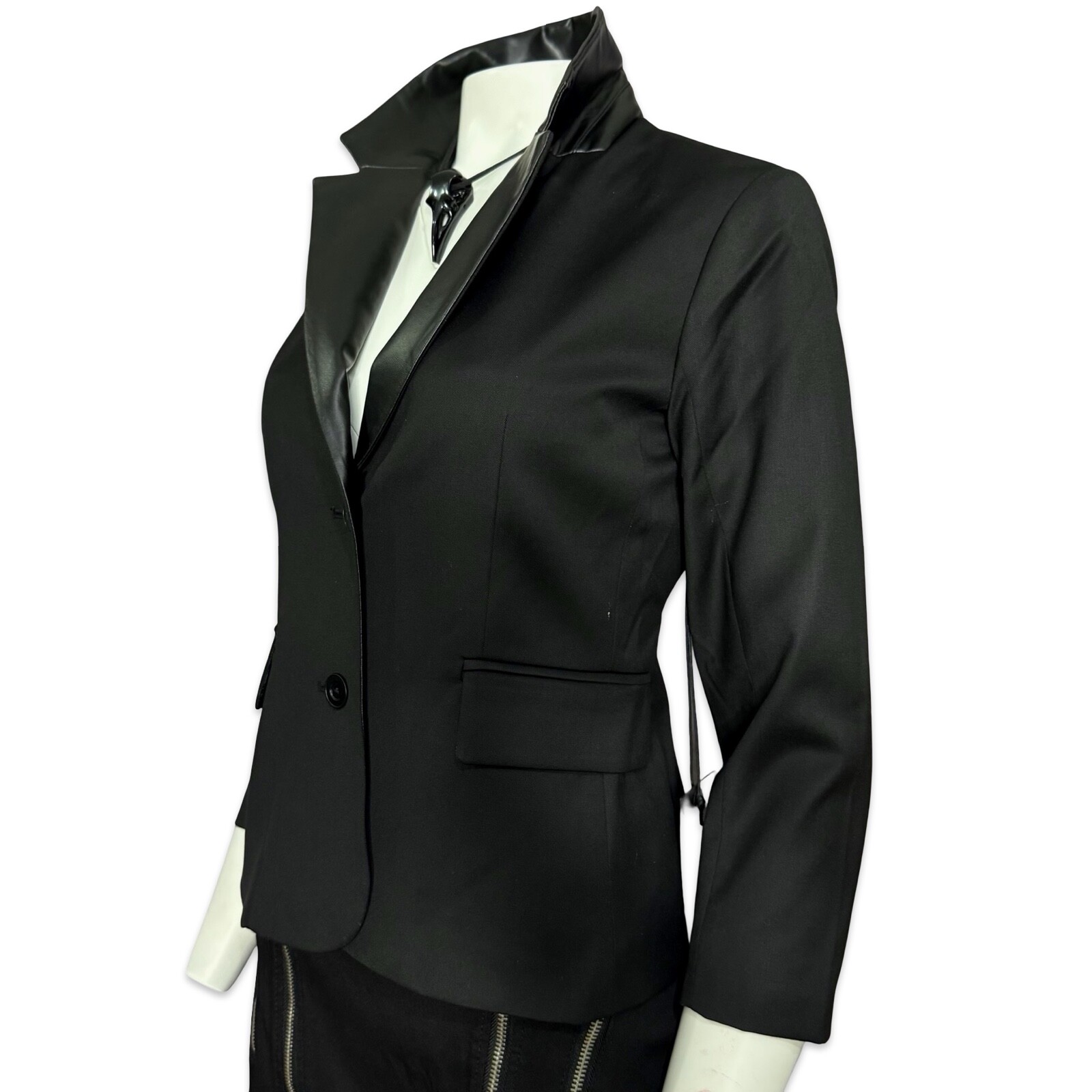 KILL CITY VEGAN LEATHER WORK SEXY ROCKABILLY SHIRT GOTHIC OFFICE JACKET BLAZER