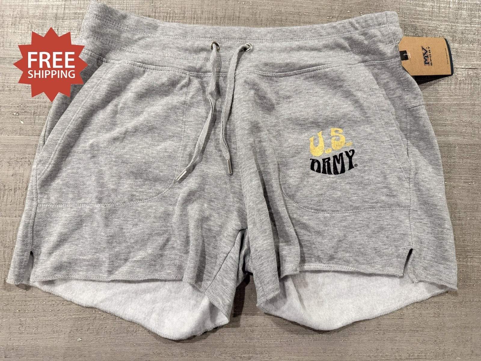 United States Army “US Army” Women’s Fleece Shorts Ash Gray Heather – Sz XL