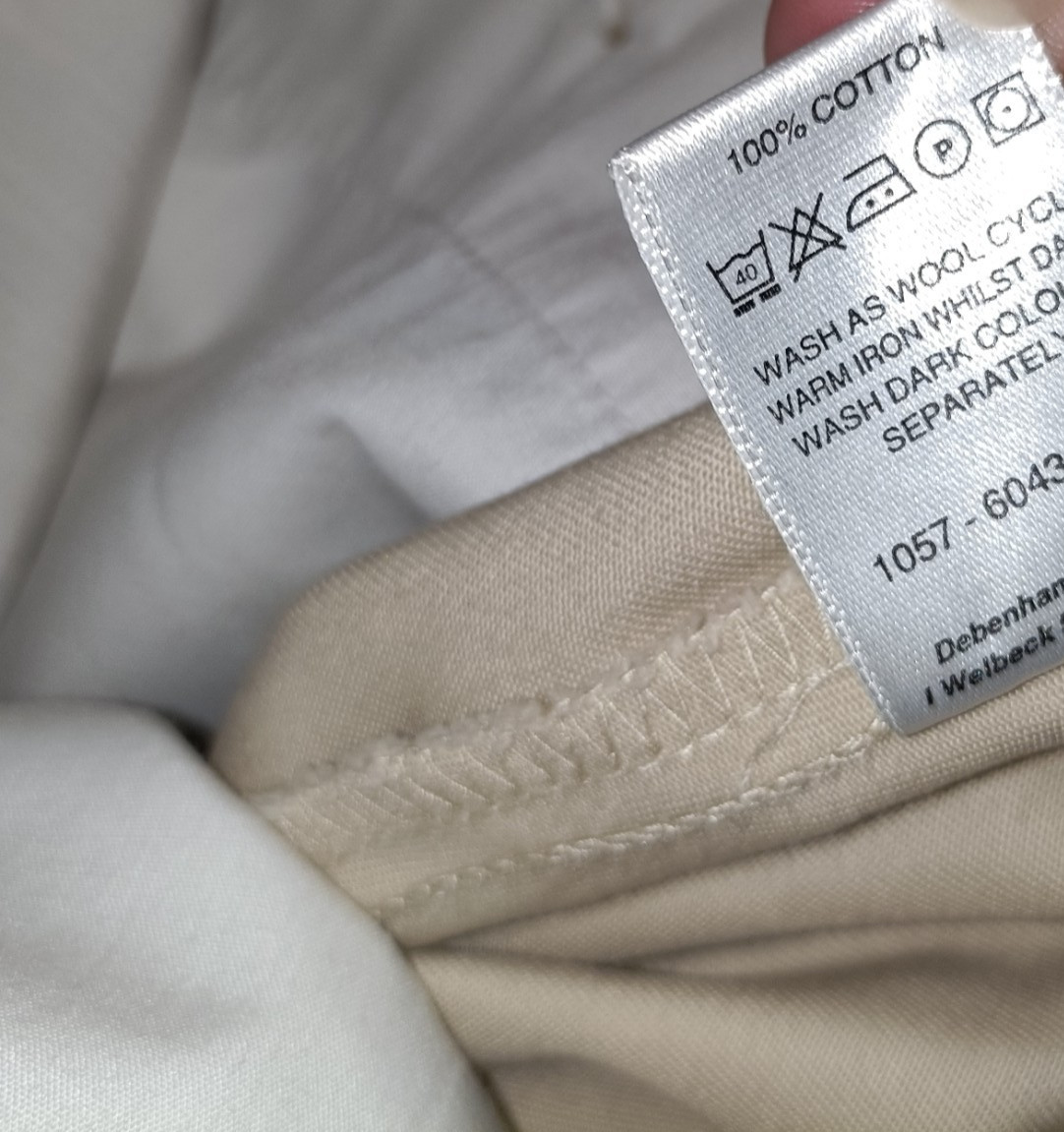 Softal Debenhams Womens Trousers Beige Size UK 14 Vintage 100% Cotton High Rise
