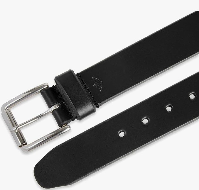 DOCKERS MEN’S BELT BLACK 100% LEATHER – Casual Classic Silver Buckle SIZE 36