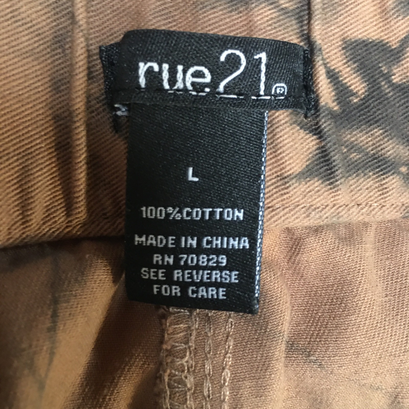 Rue21 Women L Pants Jogger Cargo Brown Tie Dye Carpenter Loop Cotton Hip Hop 90s