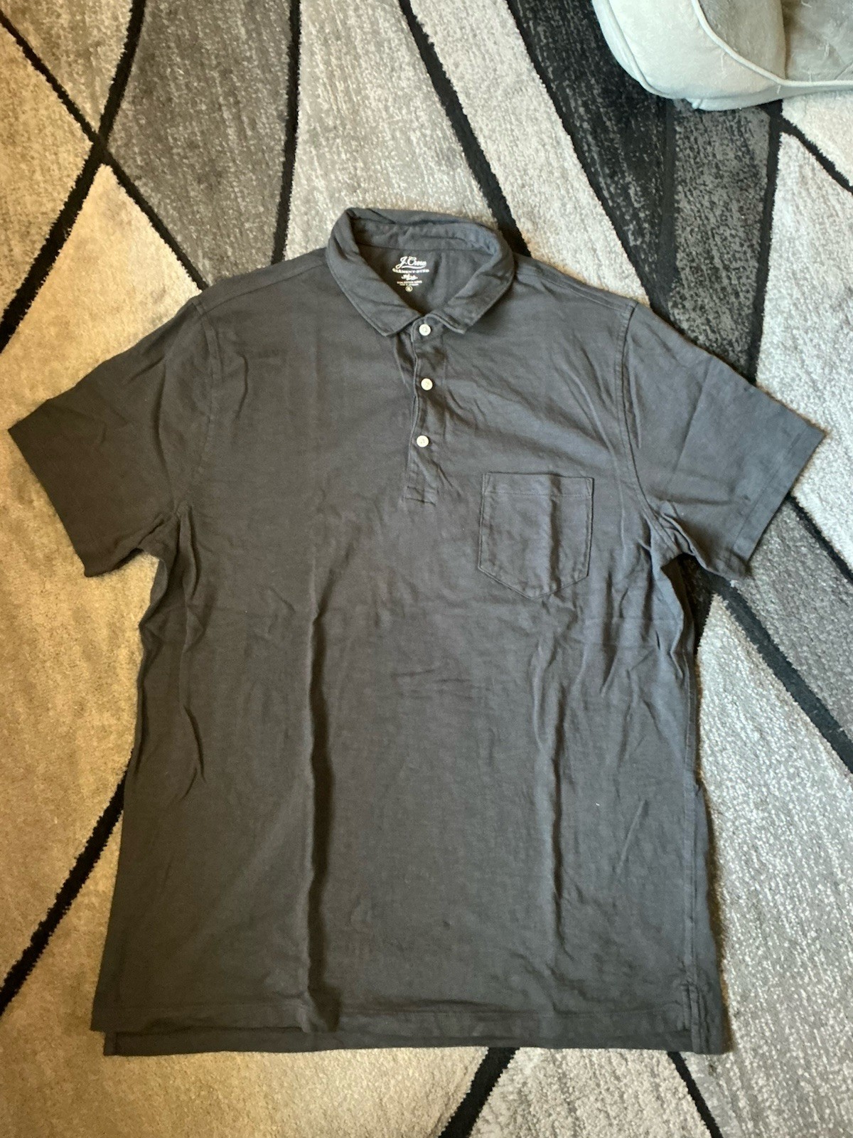 Size XL – JCrew Black Garment Dyed Slub Cotton Short Sleeve Polo Shirt