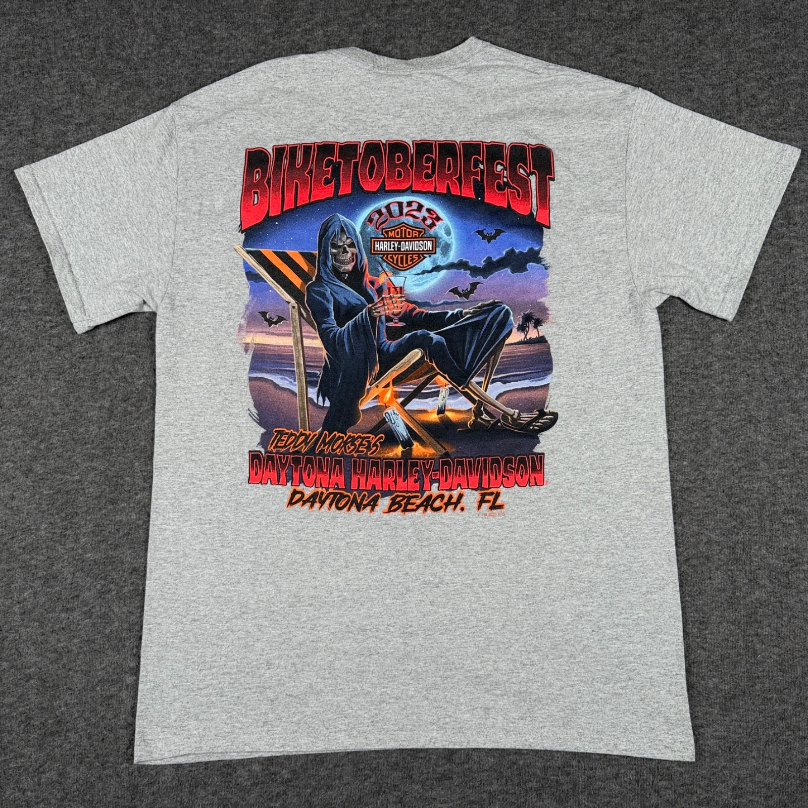 Harley Davidson Shirt Mens Medium Biketoctober Fest Reaper Daytona Beach 2023 HD