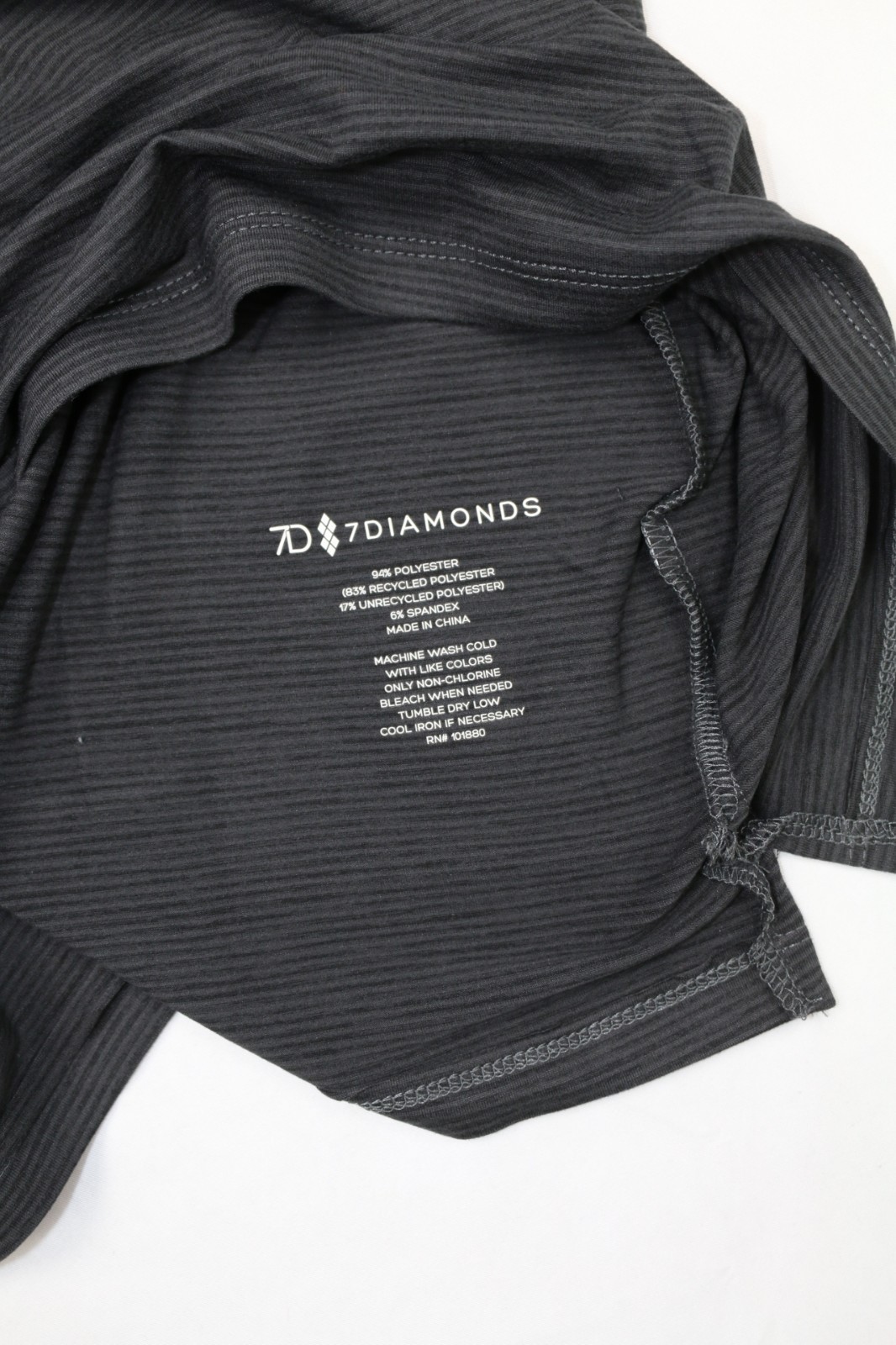 7 Diamonds Mens Core Crew Neck StripedTee Charcoal L 4-Way Stretch Quick Dry