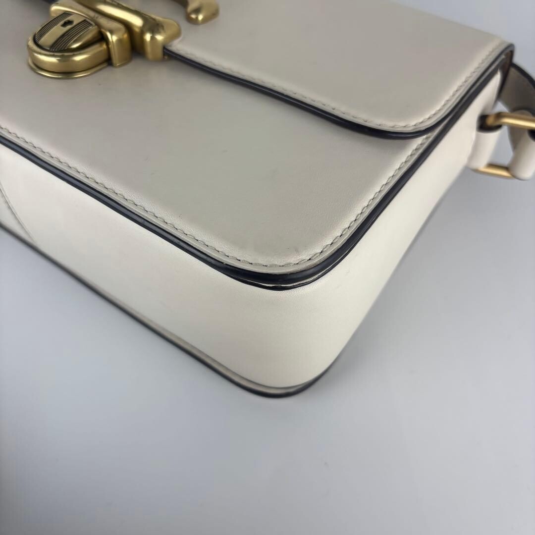 COACH Studio C6641 Ivory Leather Push Lock Crossbody Shoulder Bag Auth