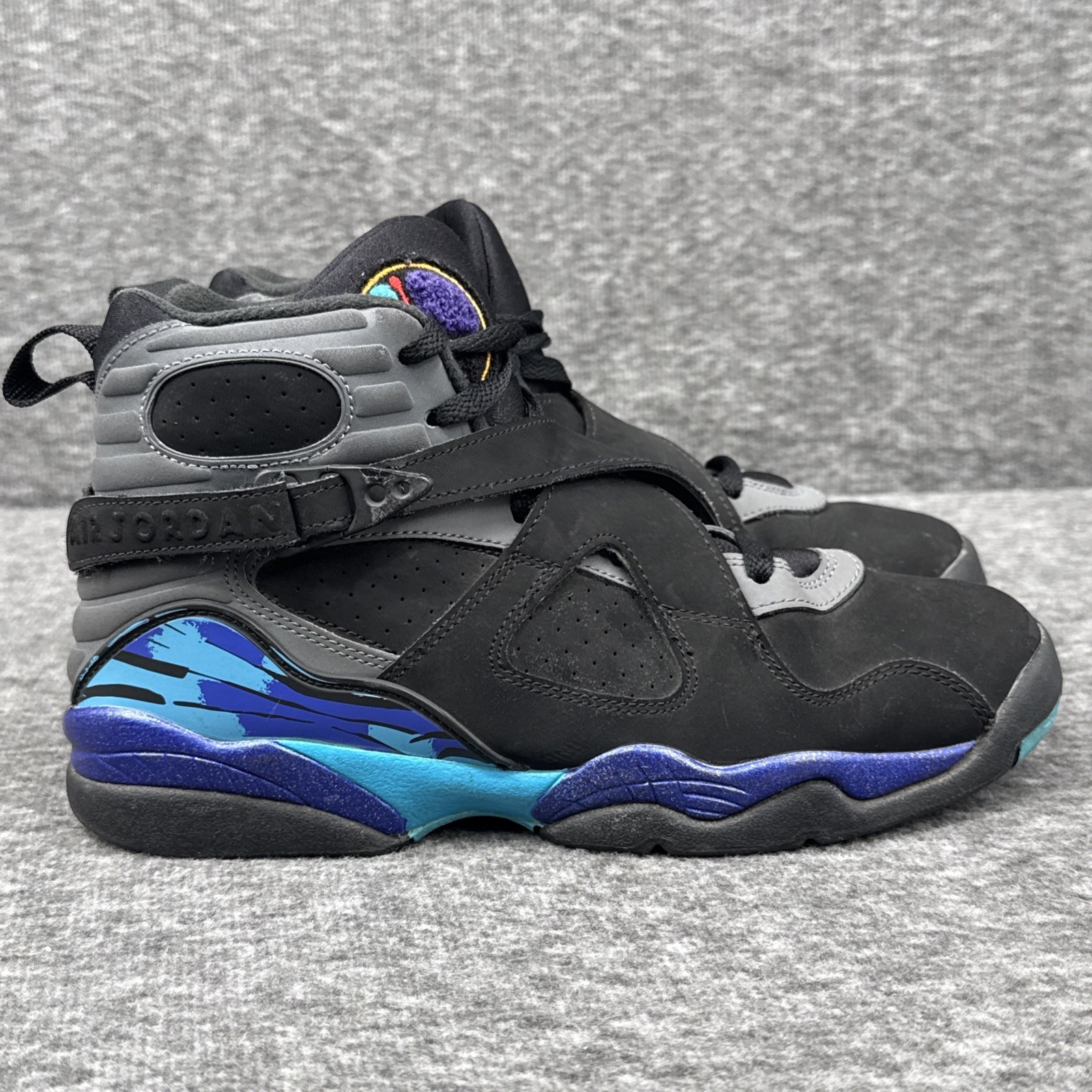 Air Jordan 8 Retro Aqua 2015 Youth Size 7Y Black Purple Teal Clean Used