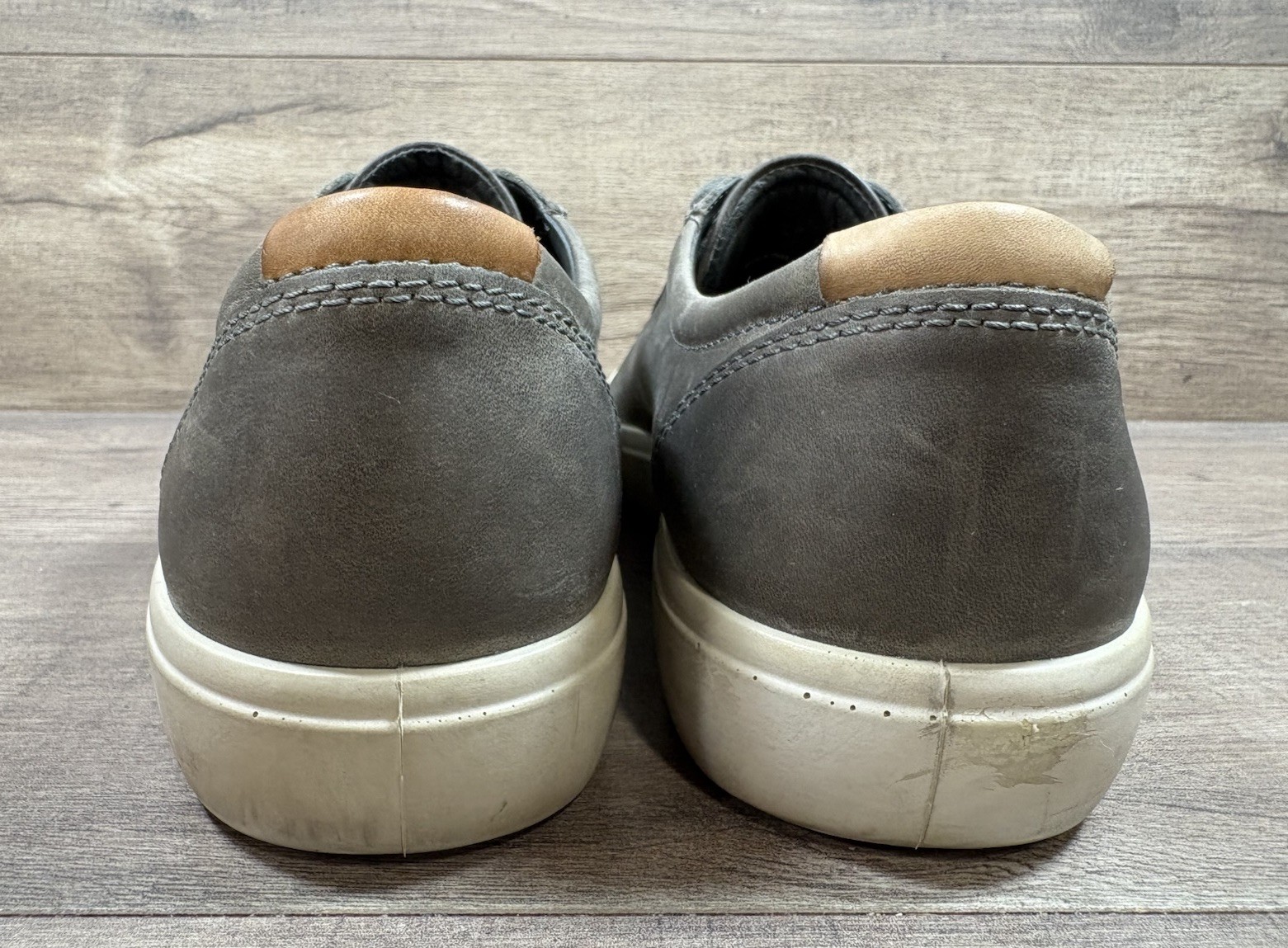 Ecco Soft 7 City Sneakers Shoes Gray Leather Travel Mens Size EU 46 US 12 12.5
